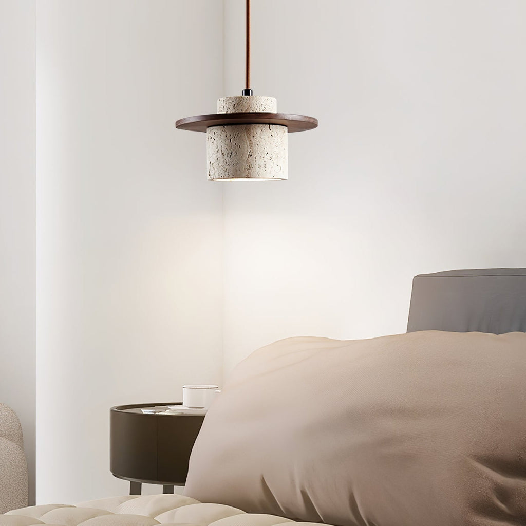 Elvaria Suspension Cylindre Disque en Travertin - Neutralighting