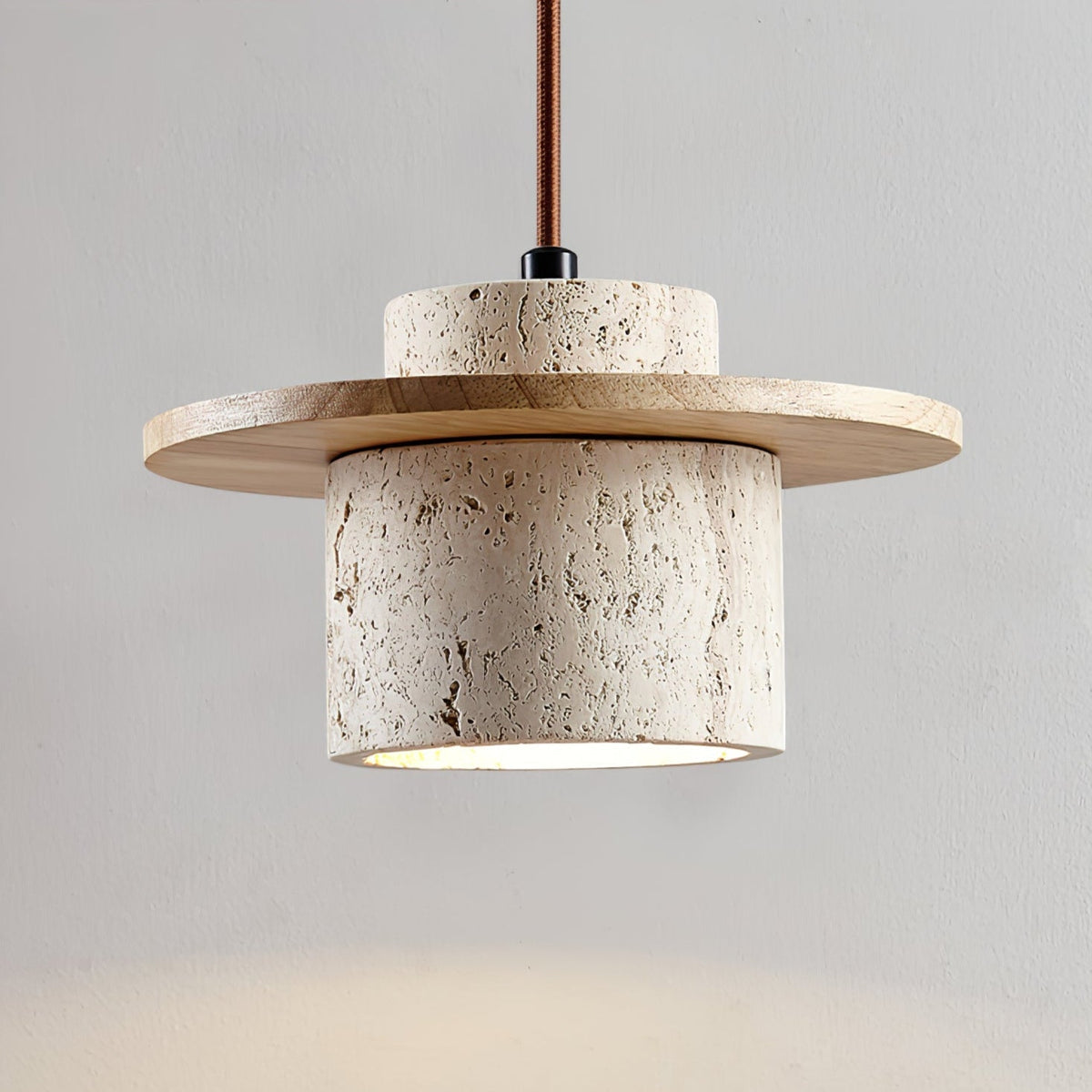 Elvaria Suspension Cylindre Disque en Travertin - Neutralighting