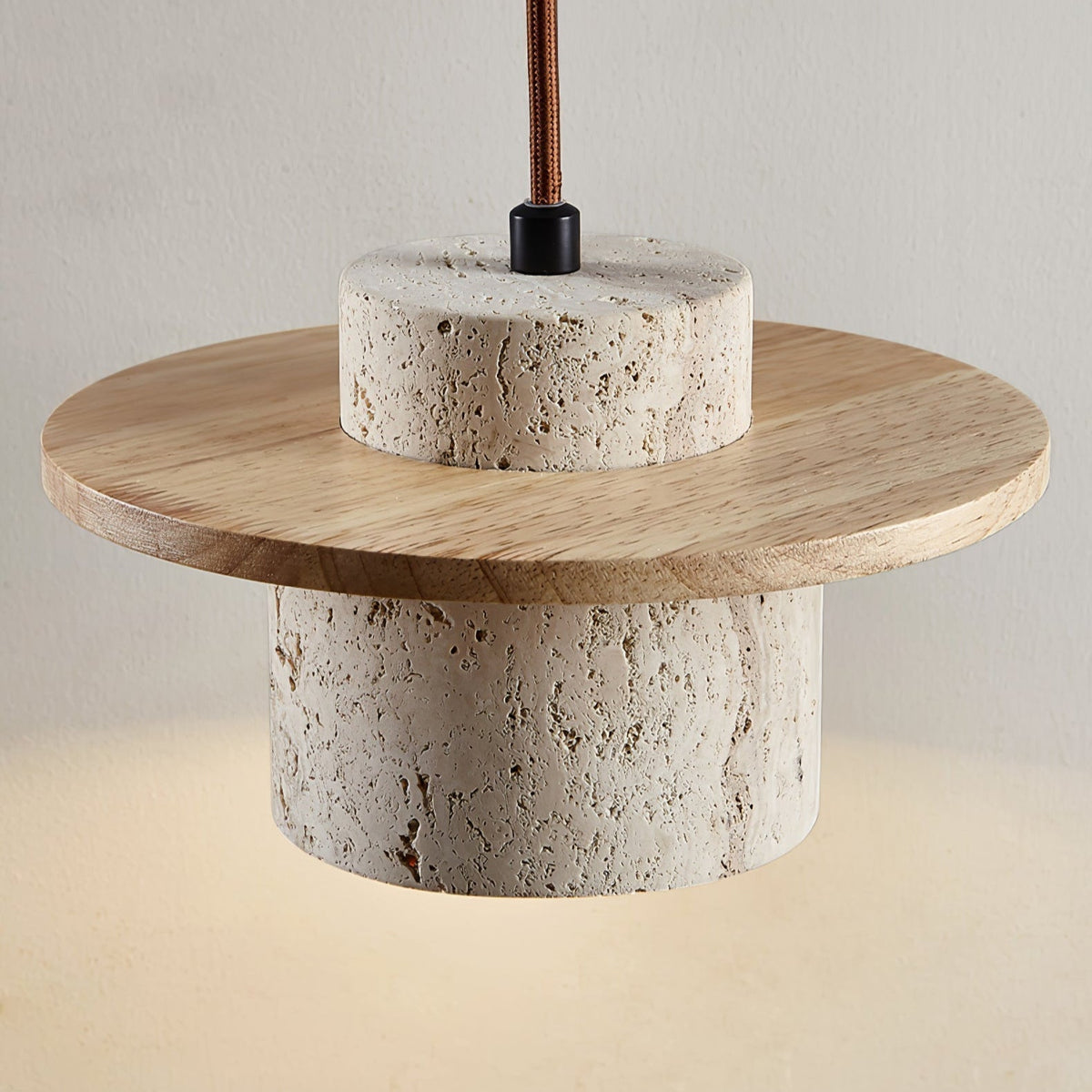 Elvaria Suspension Cylindre Disque en Travertin - Neutralighting