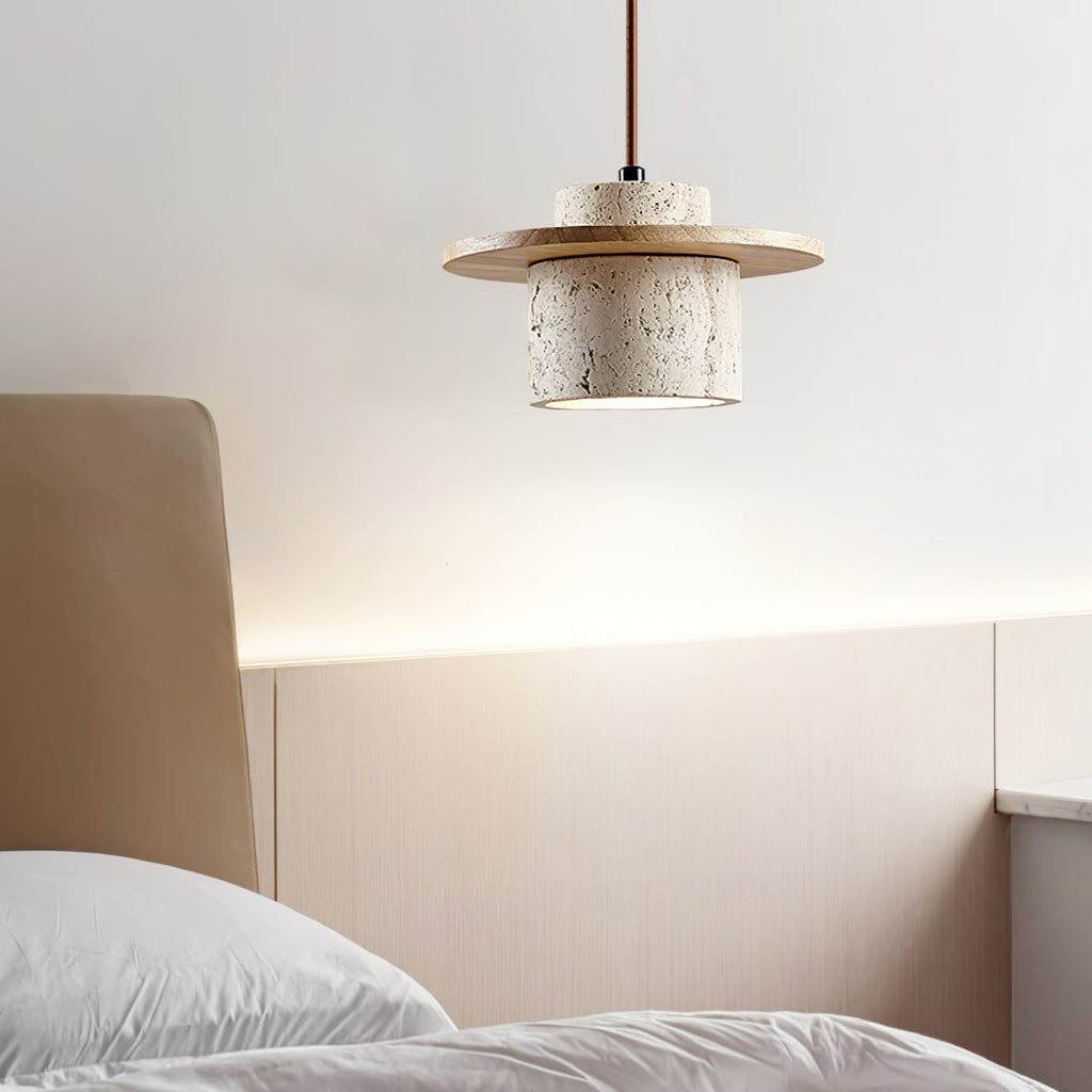 Elvaria Suspension Cylindre Disque en Travertin - Neutralighting