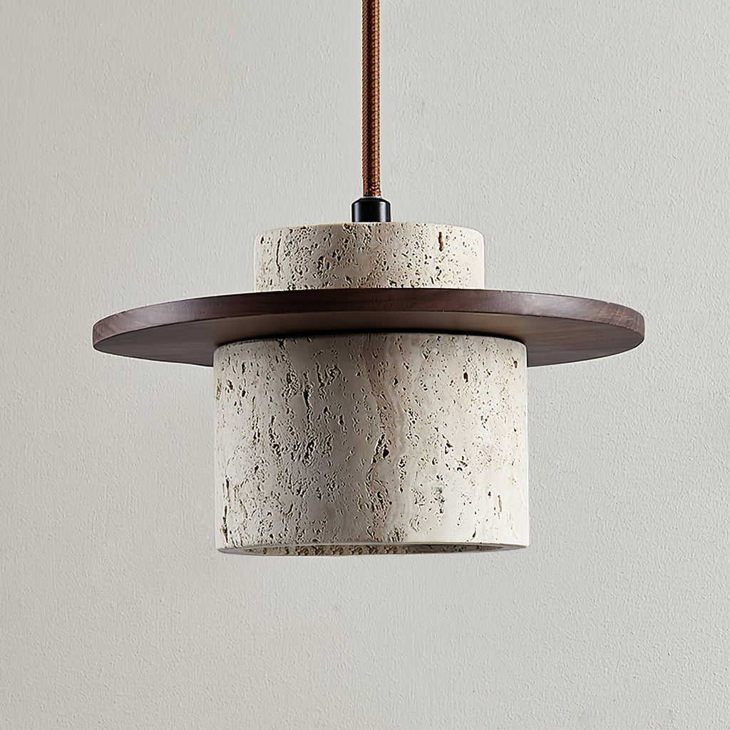 Elvaria Suspension Cylindre Disque en Travertin - Neutralighting