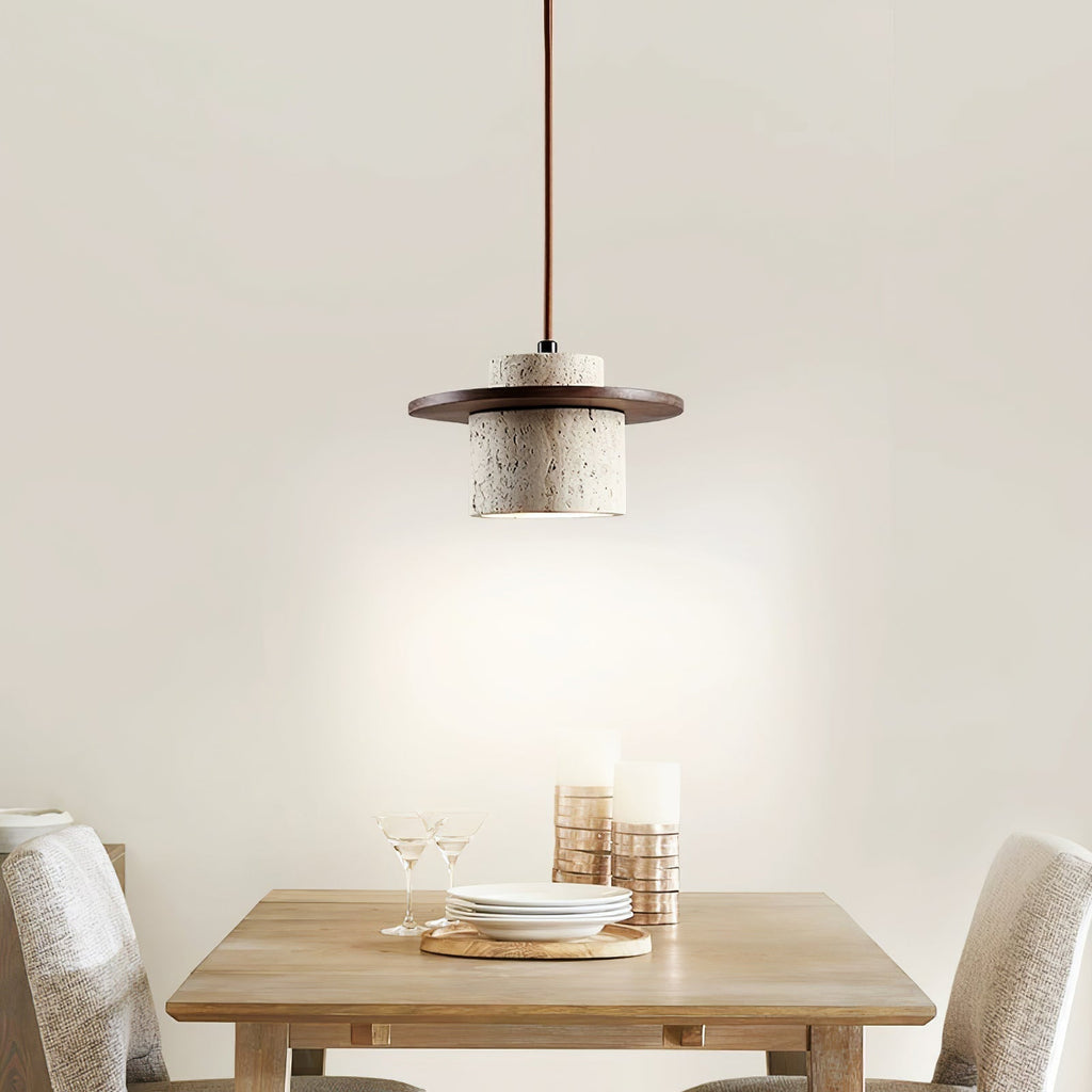 Elvaria Suspension Cylindre Disque en Travertin - Neutralighting