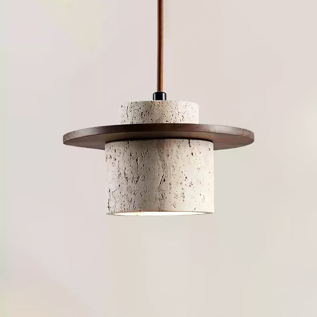 Elvaria Suspension Cylindre Disque en Travertin - Neutralighting