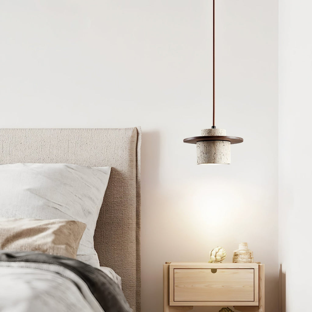 Elvaria Suspension Cylindre Disque en Travertin - Neutralighting