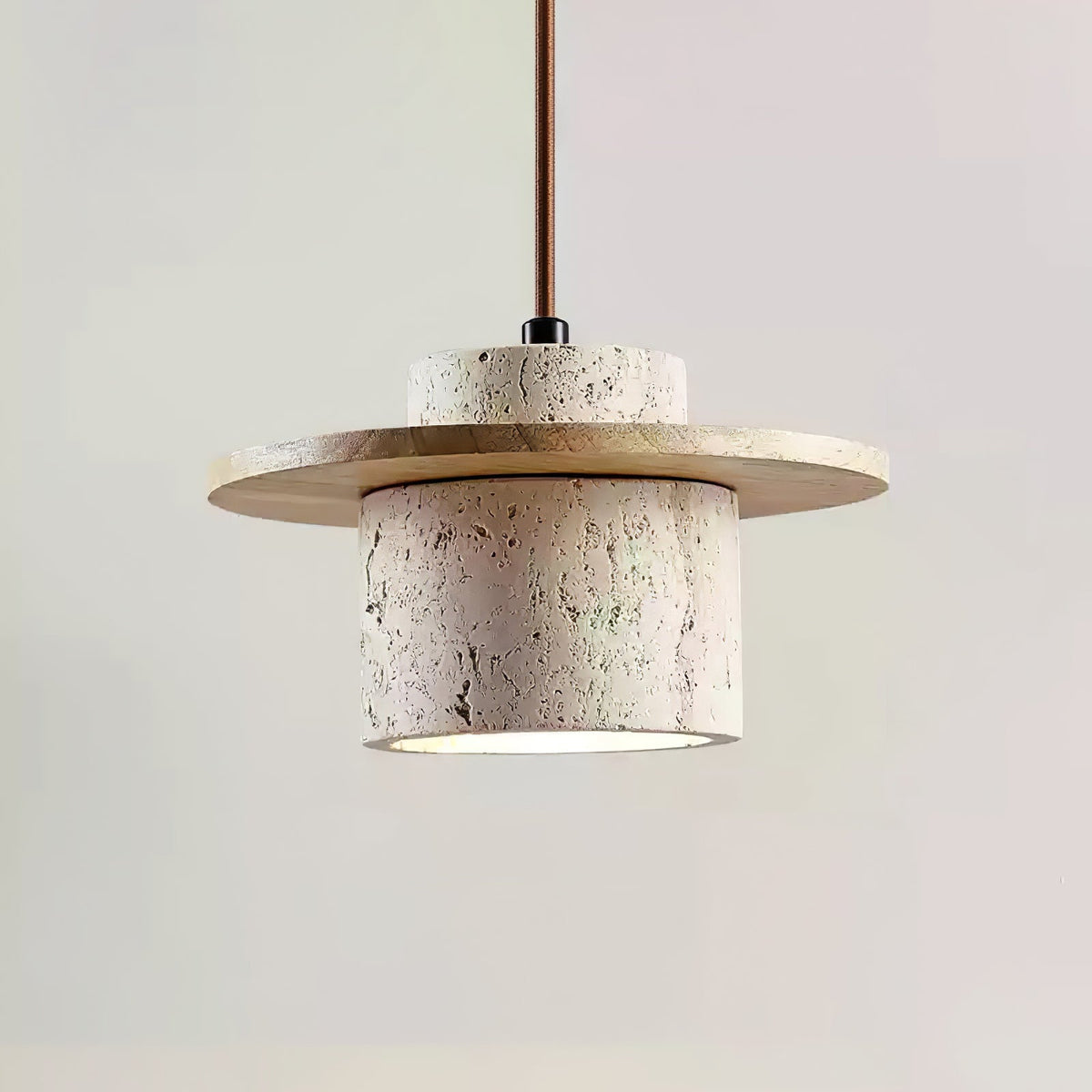 Elvaria Suspension Cylindre Disque en Travertin - Neutralighting