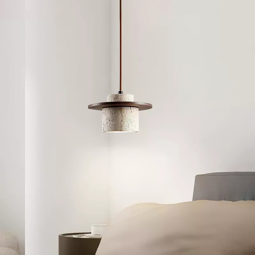 Elvaria Suspension Cylindre Disque en Travertin - Neutralighting