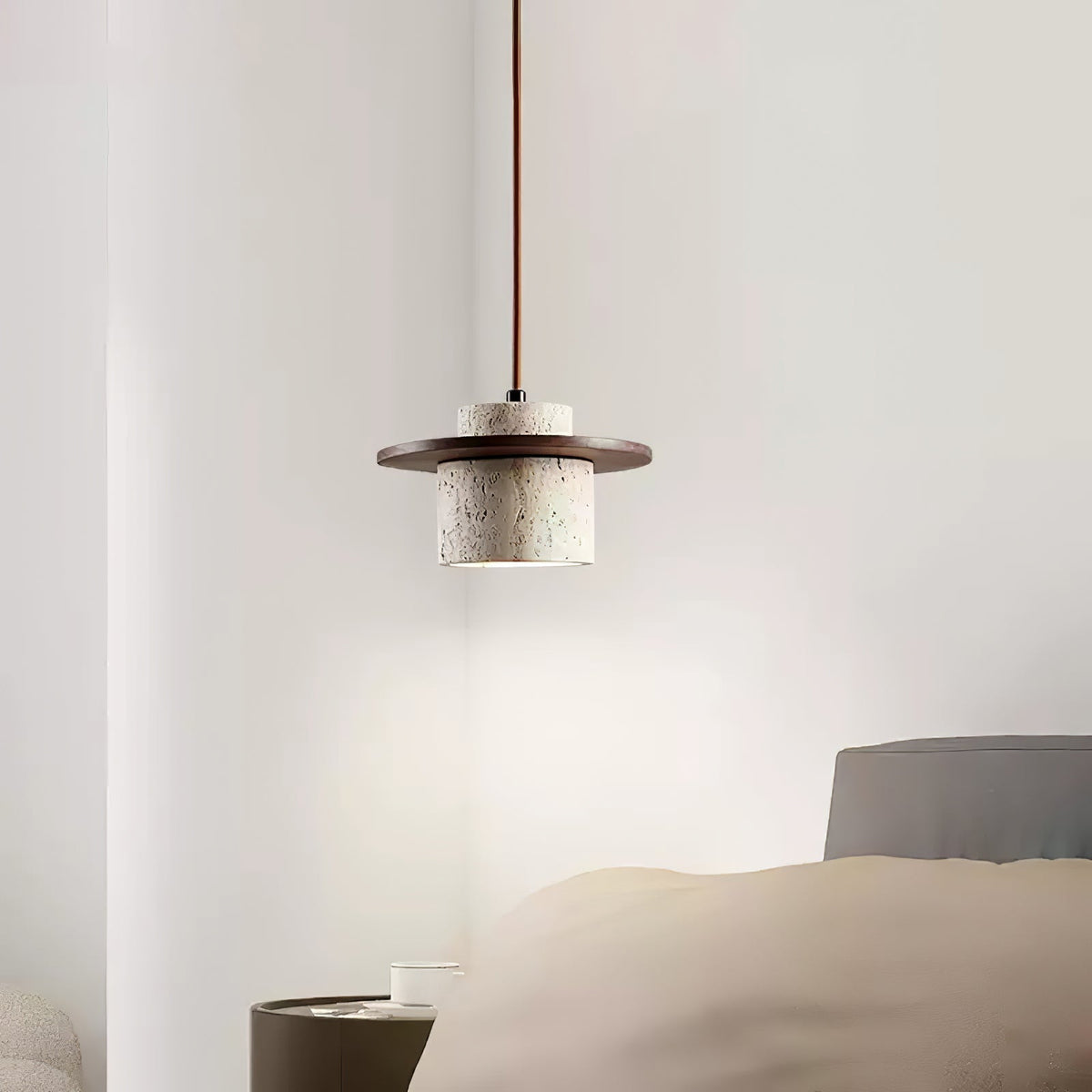Elvaria Suspension Cylindre Disque en Travertin - Neutralighting