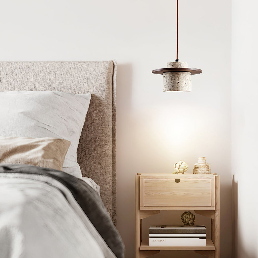 Elvaria Suspension Cylindre Disque en Travertin - Neutralighting