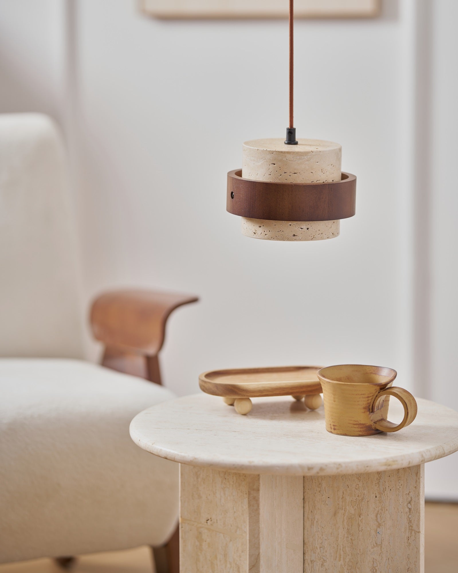 Cumirora Suspension Cylindre Superposé en Travertin - Neutralighting