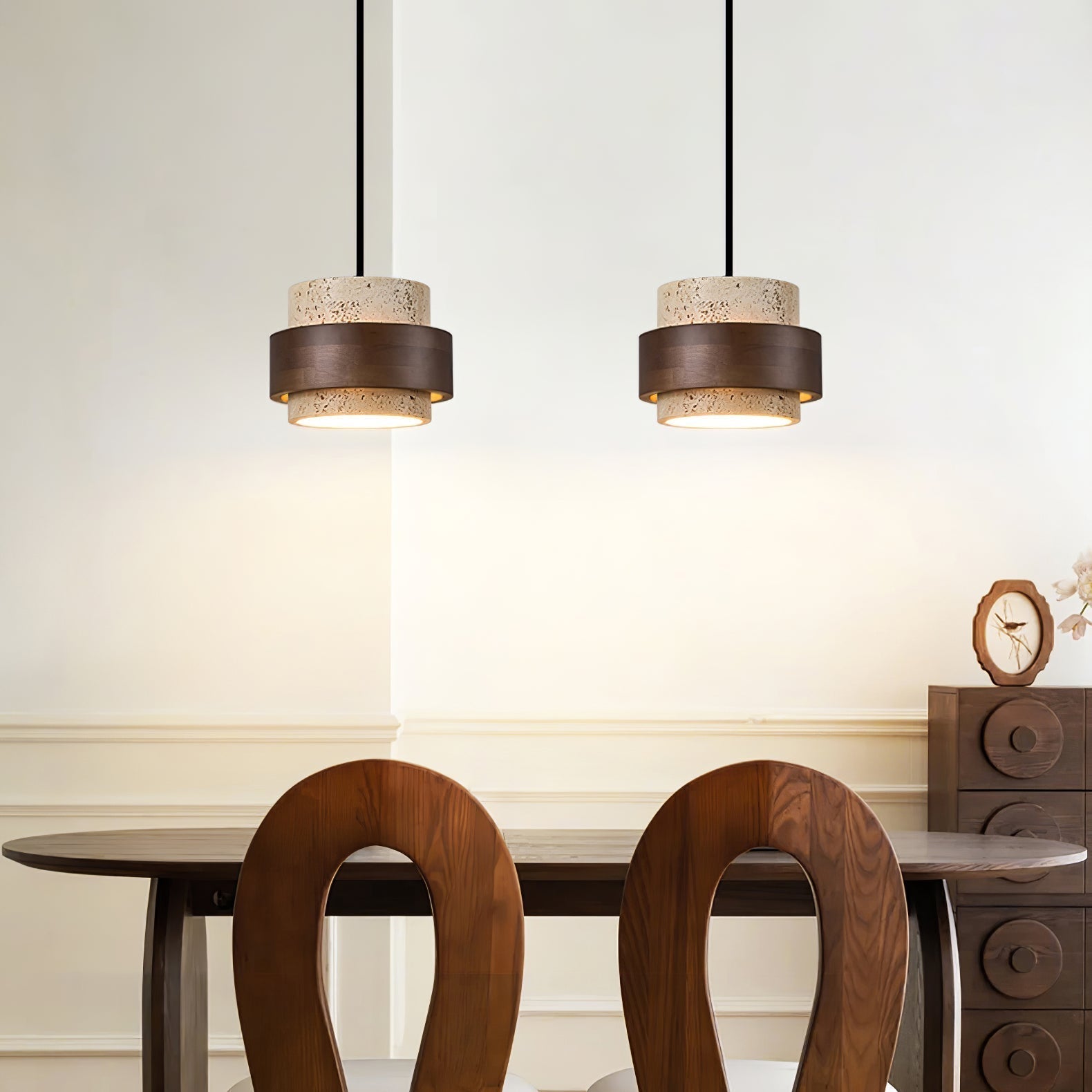 Cumirora Suspension Cylindre Superposé en Travertin - Neutralighting