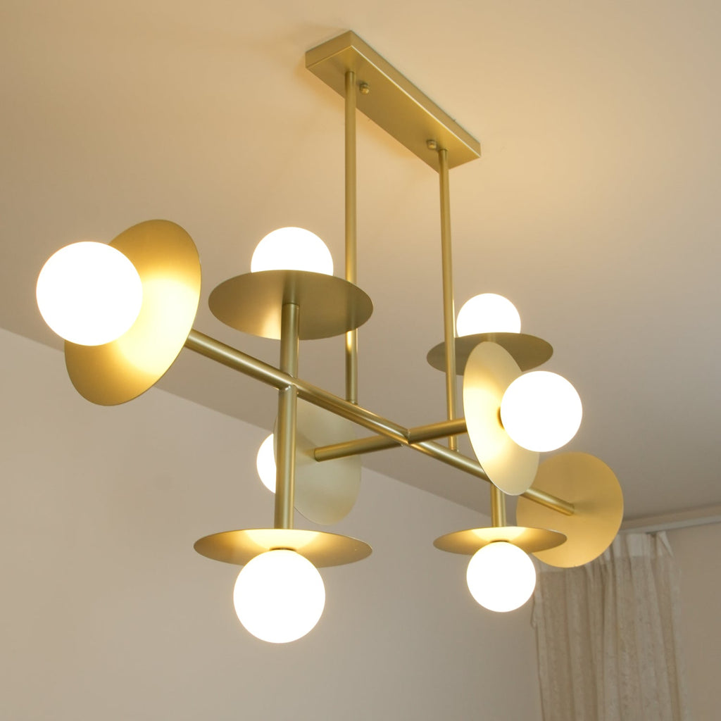 Lustra Chandelier Strada en laiton et verre géométrique - Neutralighting