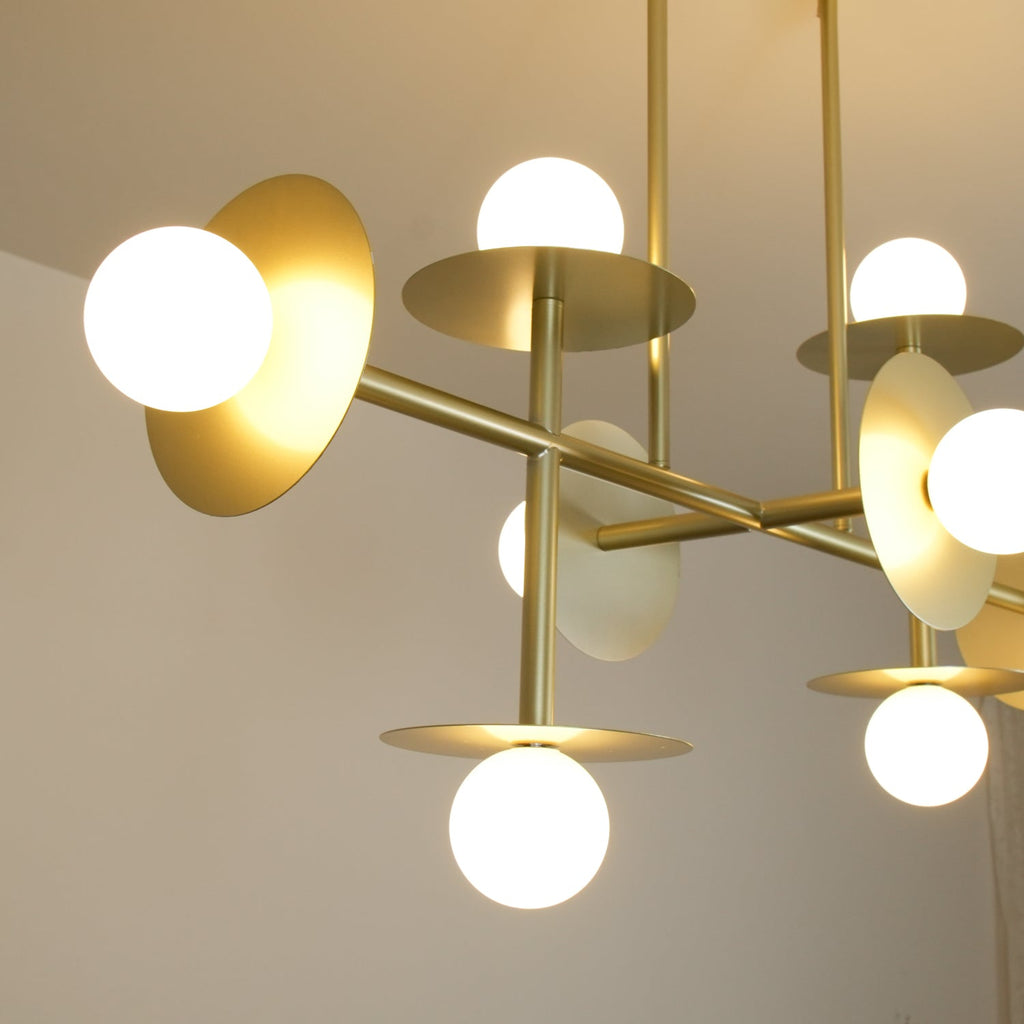 Lustra Chandelier Strada en laiton et verre géométrique - Neutralighting