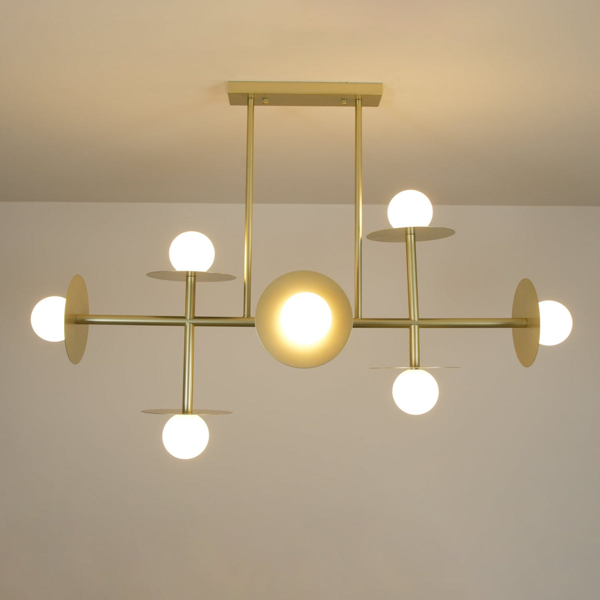 Lustra Chandelier Strada en laiton et verre géométrique - Neutralighting