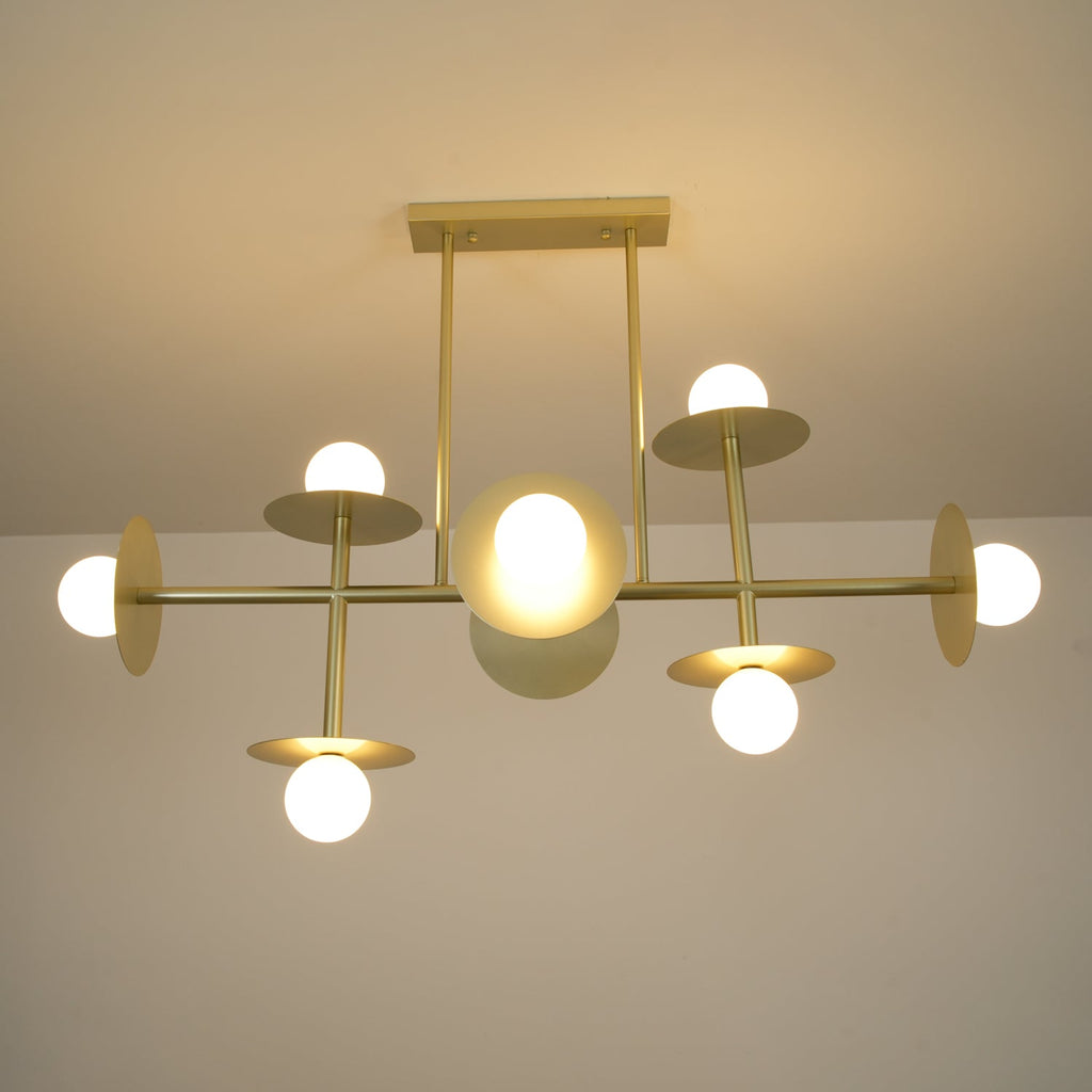 Lustra Chandelier Strada en laiton et verre géométrique - Neutralighting