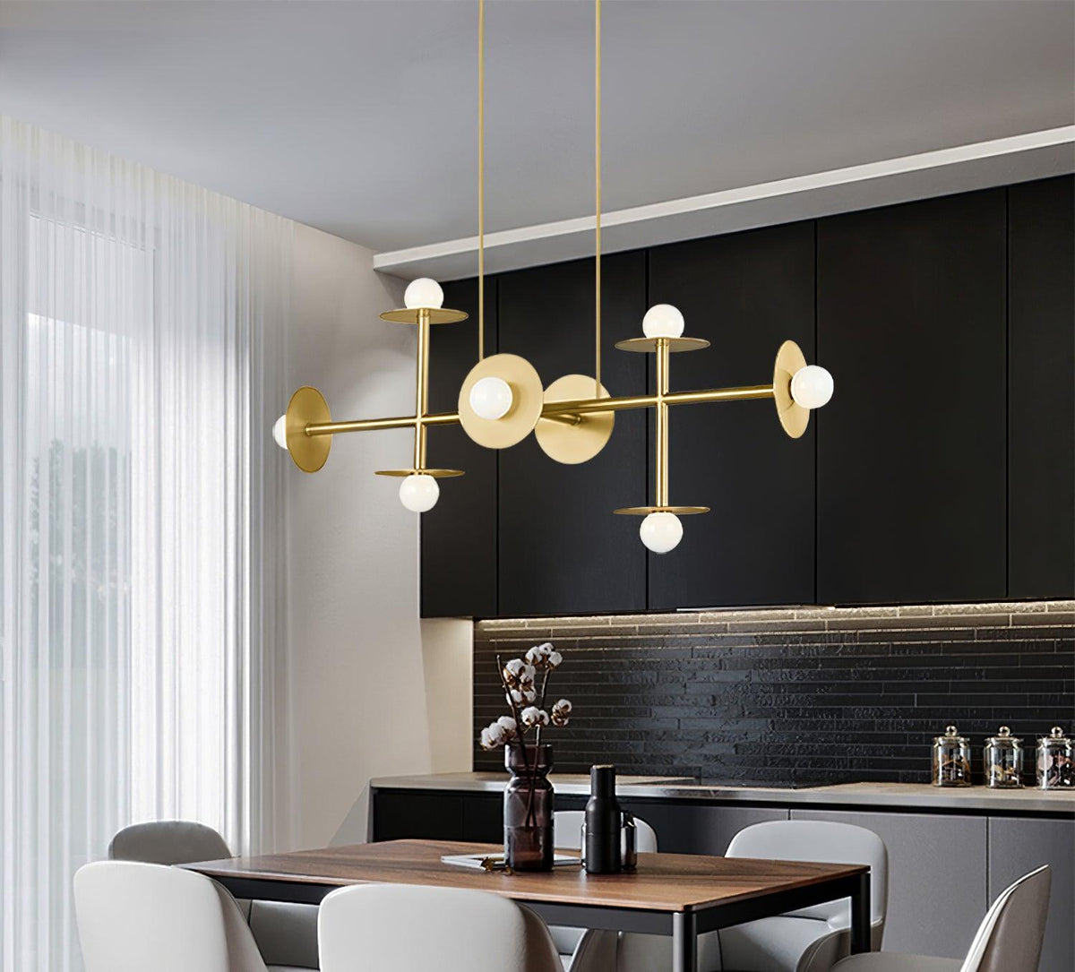 Lustra Chandelier Strada en laiton et verre géométrique - Neutralighting