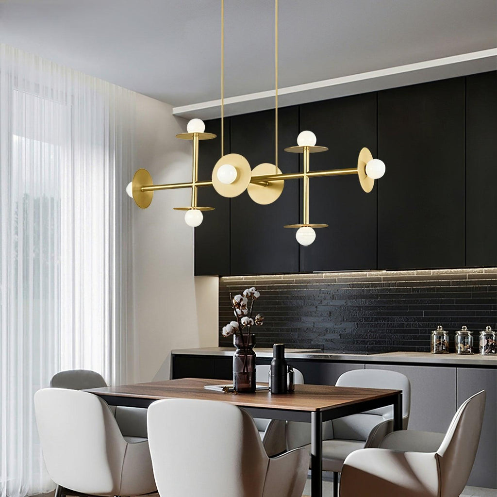 Lustra Chandelier Strada en laiton et verre géométrique - Neutralighting