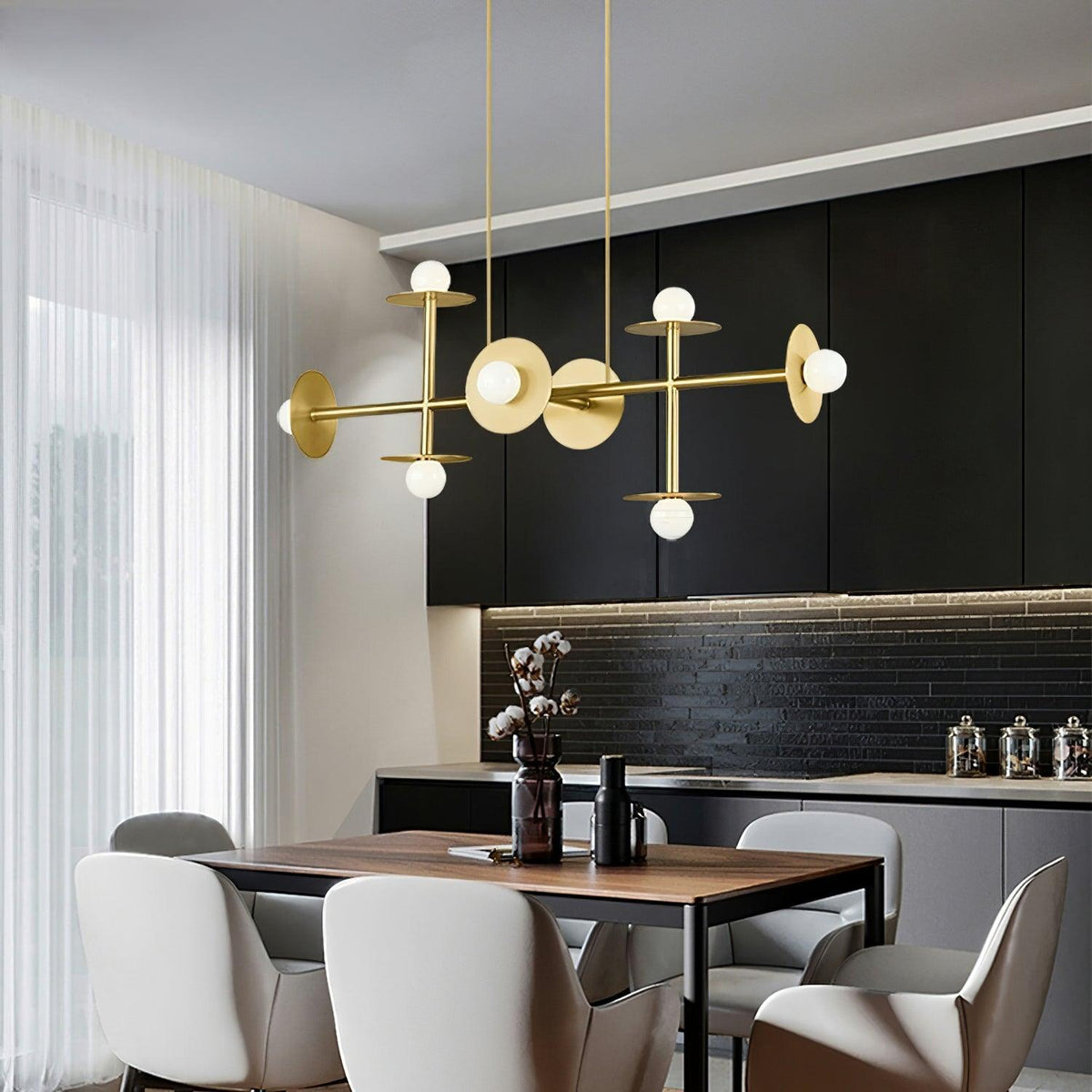 Lustra Chandelier Strada en laiton et verre géométrique - Neutralighting