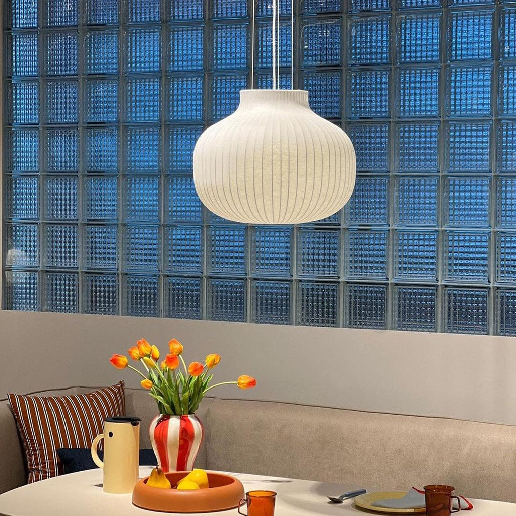 Lampe Pendante Abat-jour en Soie Pliée Courbée Moderne Minimaliste - Neutralighting