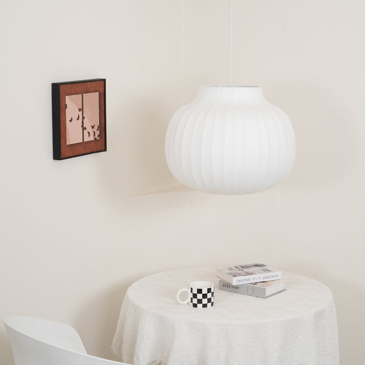 Lampe Pendante Abat-jour en Soie Pliée Courbée Moderne Minimaliste - Neutralighting