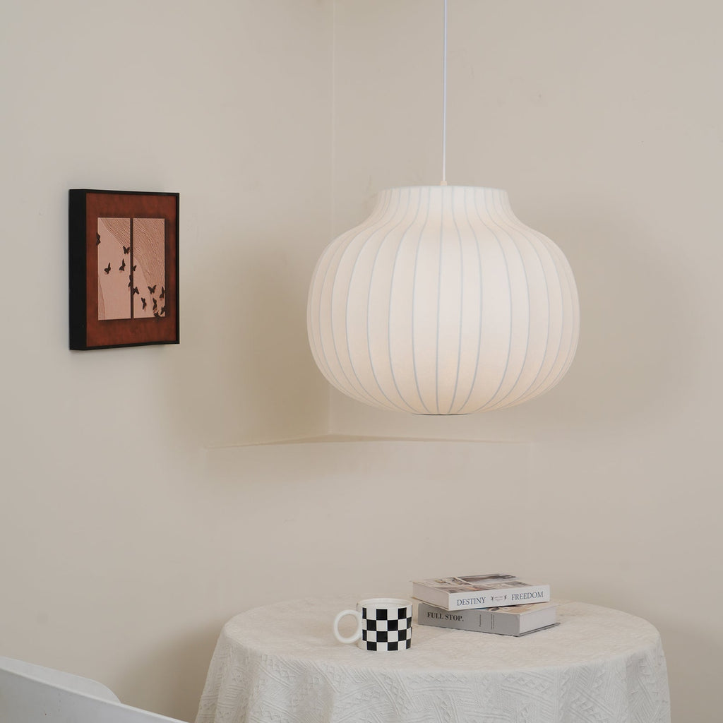 Lampe Pendante Abat-jour en Soie Pliée Courbée Moderne Minimaliste - Neutralighting