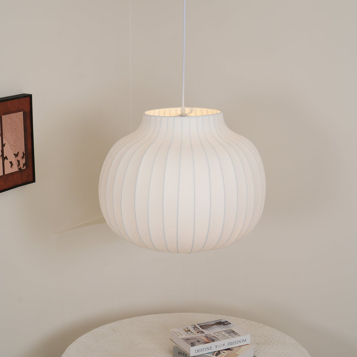Lampe Pendante Abat-jour en Soie Pliée Courbée Moderne Minimaliste - Neutralighting
