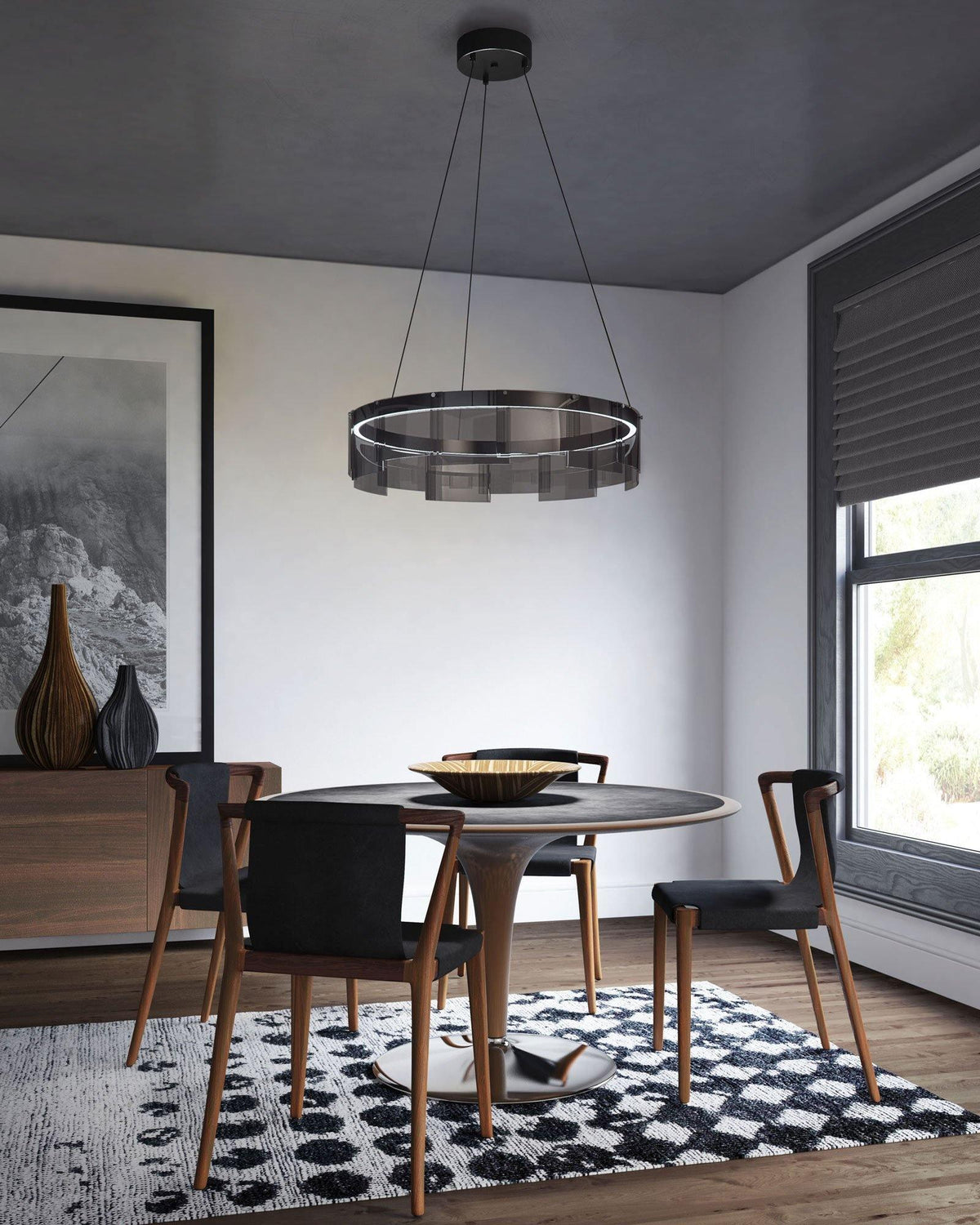 LustraChandelier LED Anneau en Noir Moderne - Neutralighting