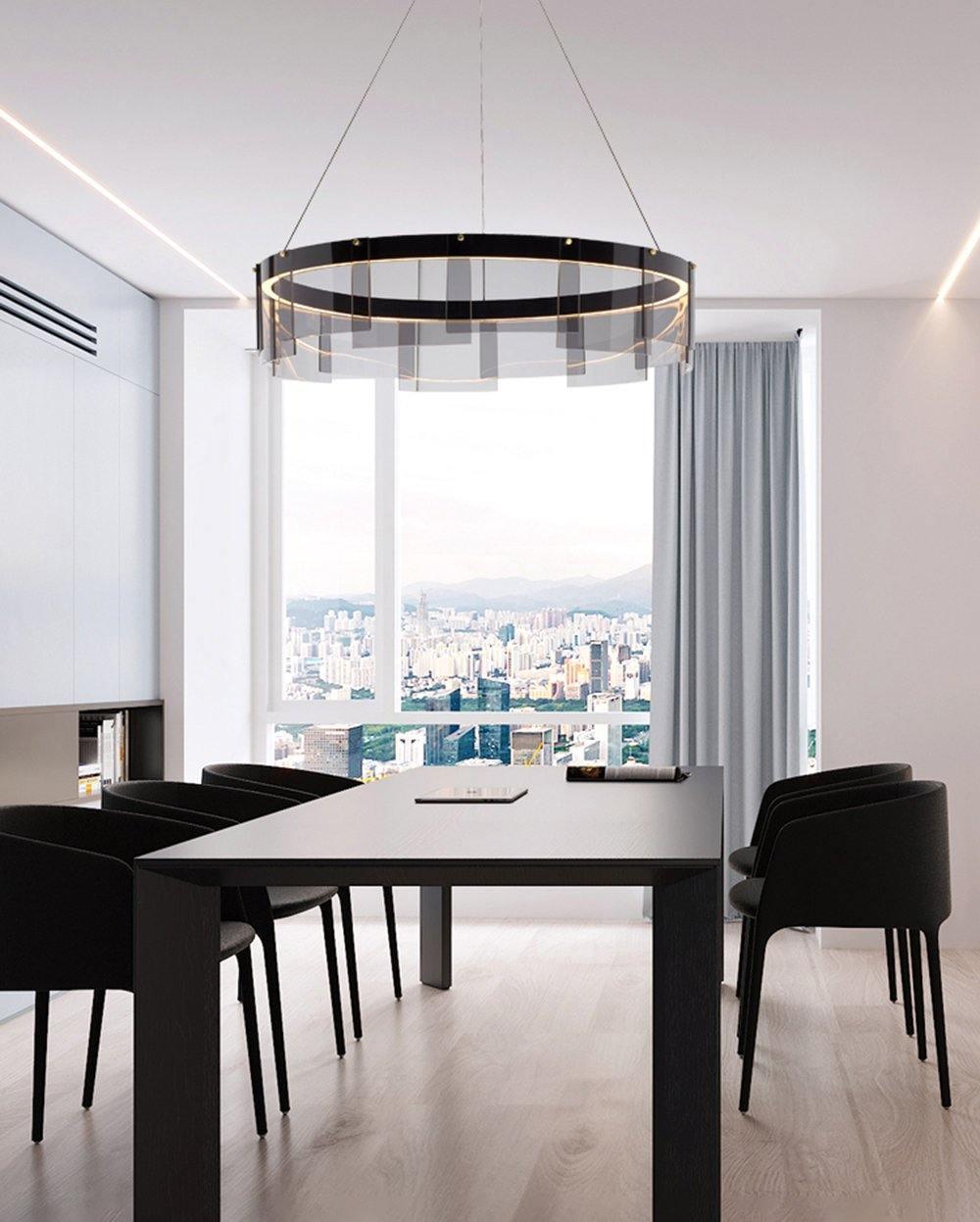LustraChandelier LED Anneau en Noir Moderne - Neutralighting
