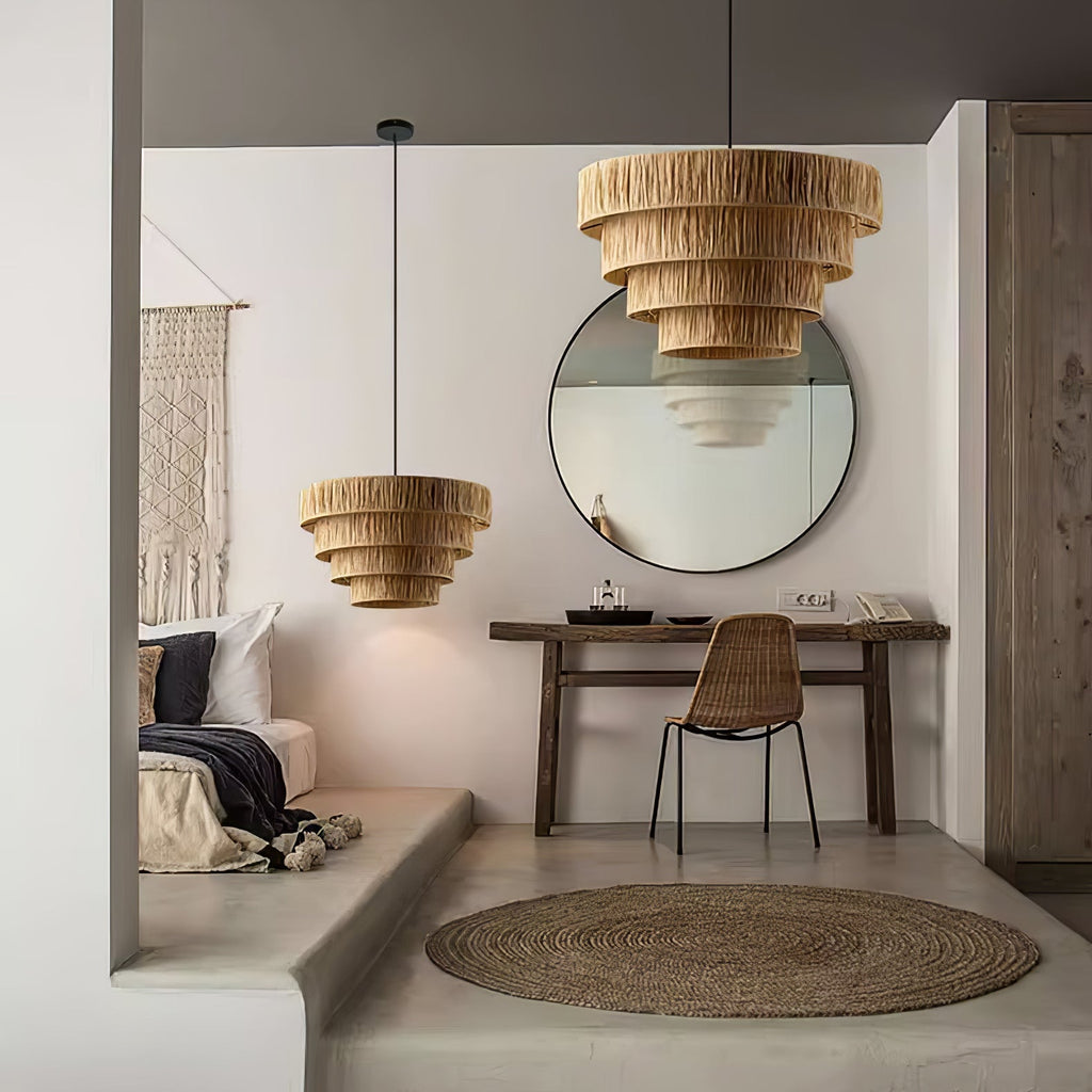 Thyra Lampe Pendante Paille Traditionnelle Rétro - Neutralighting