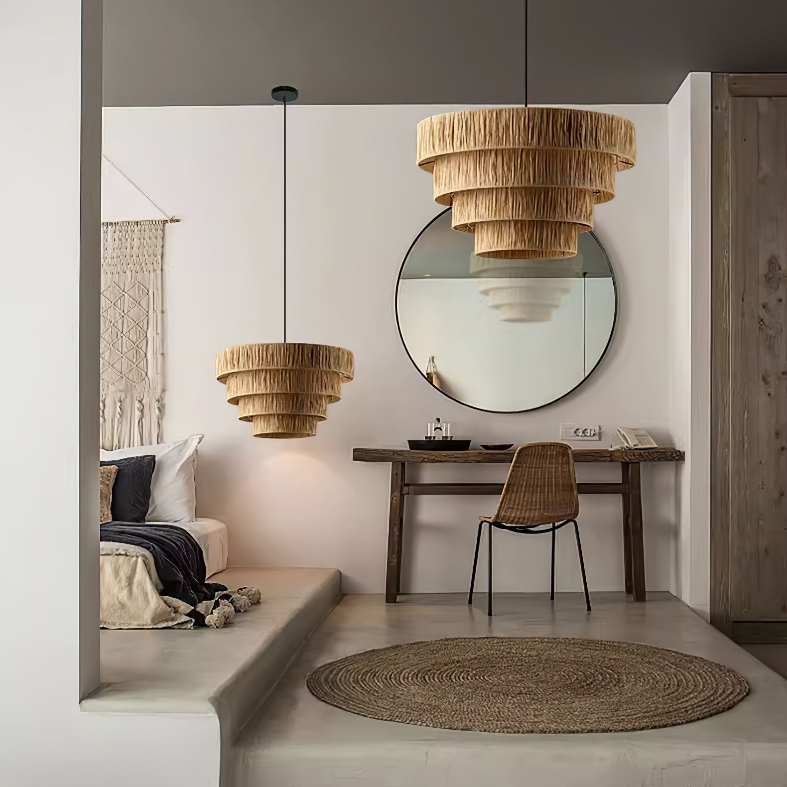 Thyra Lampe Pendante Paille Traditionnelle Rétro - Neutralighting