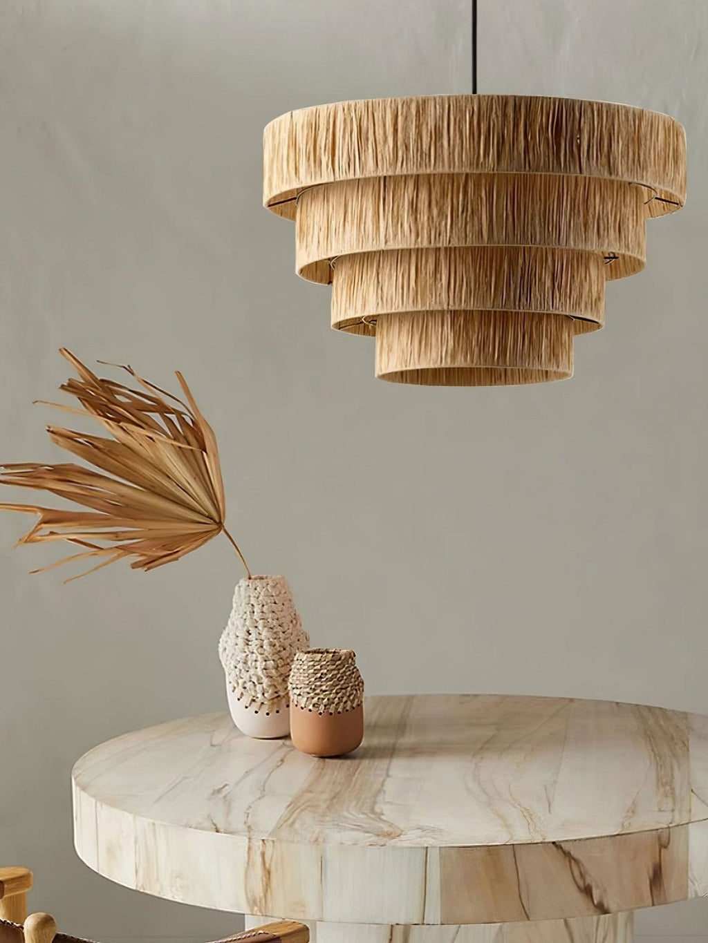 Thyra Lampe Pendante Paille Traditionnelle Rétro - Neutralighting