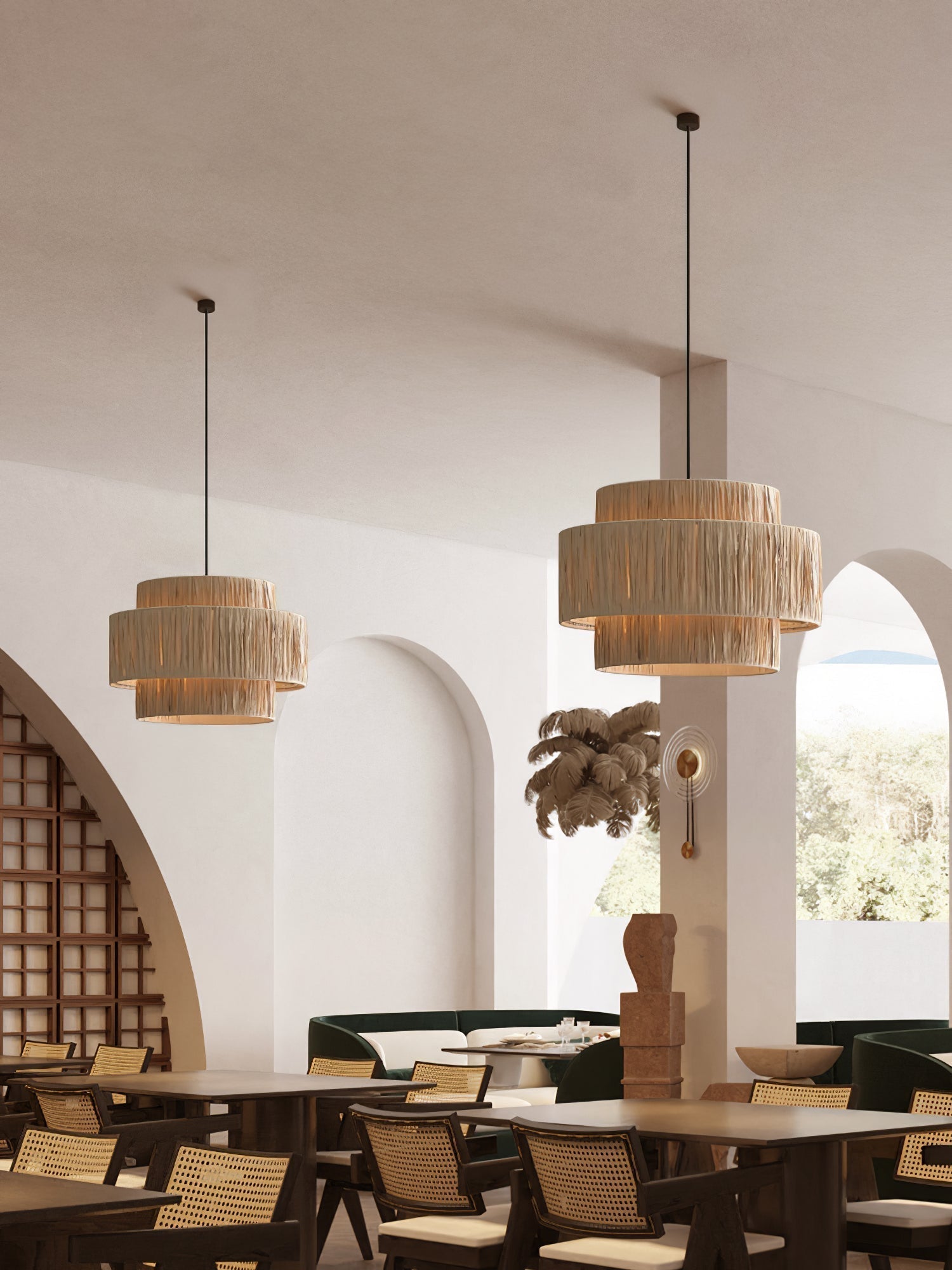 Thyra Lampe Pendante Paille Traditionnelle Rétro - Neutralighting