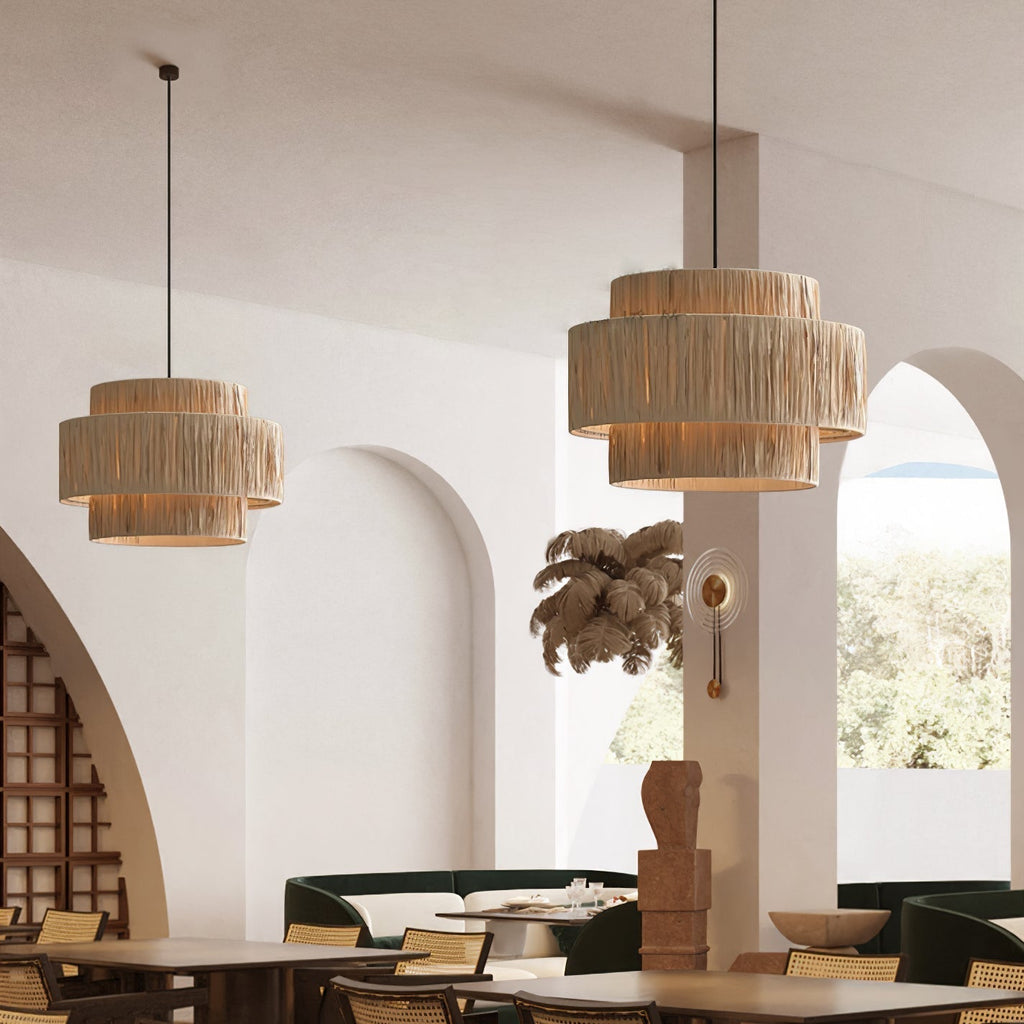 Thyra Lampe Pendante Paille Traditionnelle Rétro - Neutralighting