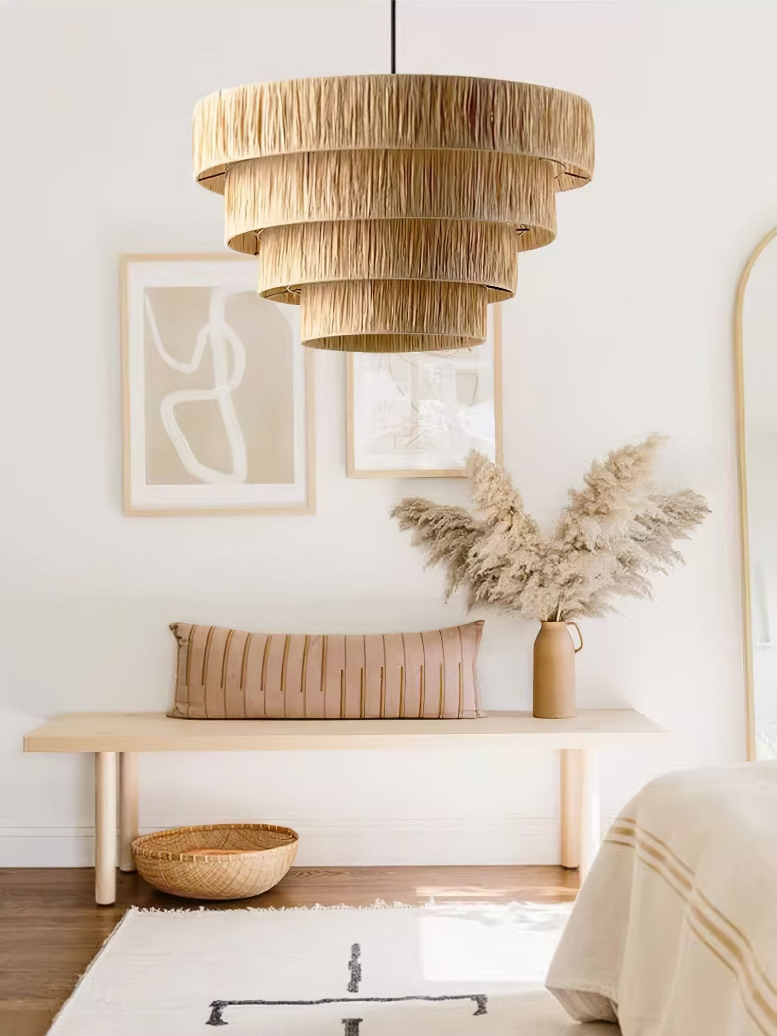 Thyra Lampe Pendante Paille Traditionnelle Rétro - Neutralighting