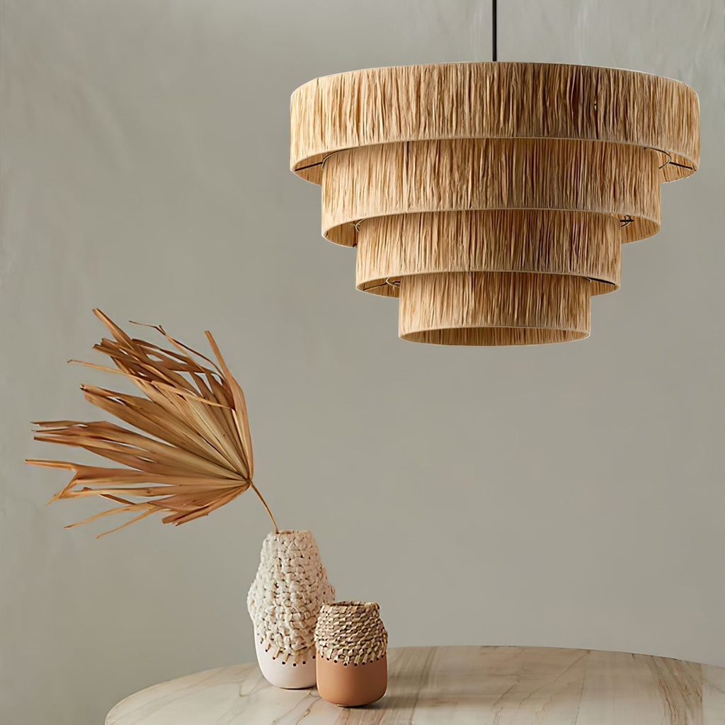 Thyra Lampe Pendante Paille Traditionnelle Rétro - Neutralighting