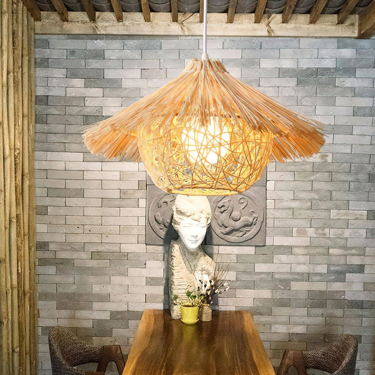 Catala Lampe Pendante en Rattan Chapeau de Paille - Neutralighting