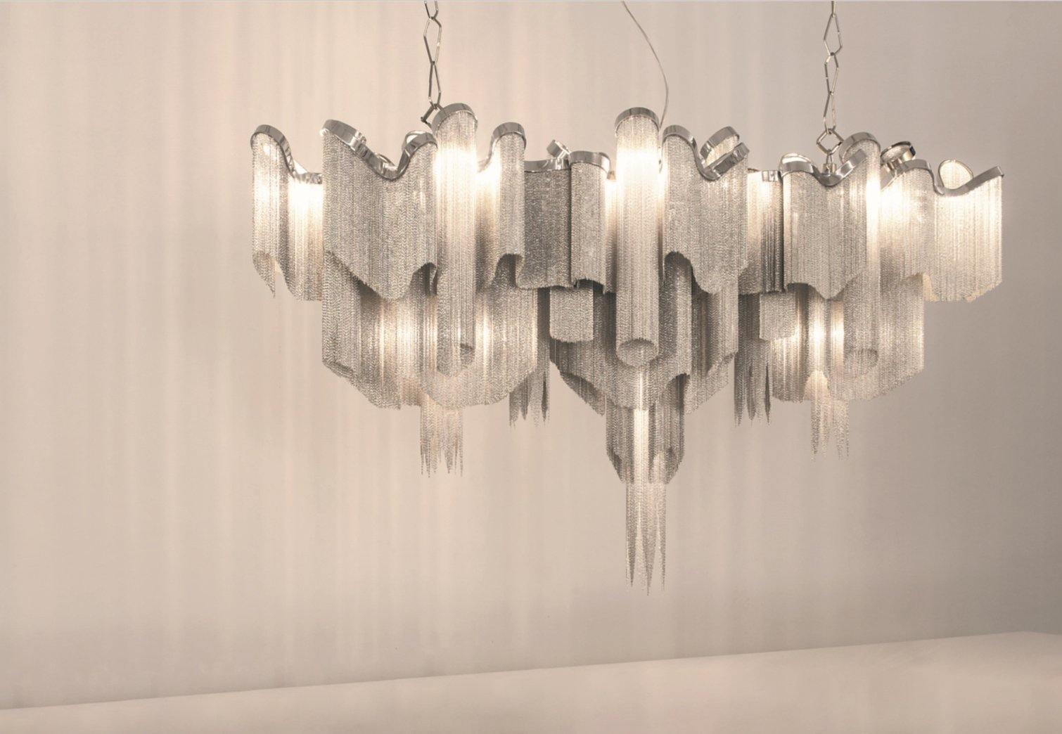 Lustra Suspension Lampe Chaîne en Nickel Coulant - Neutralighting