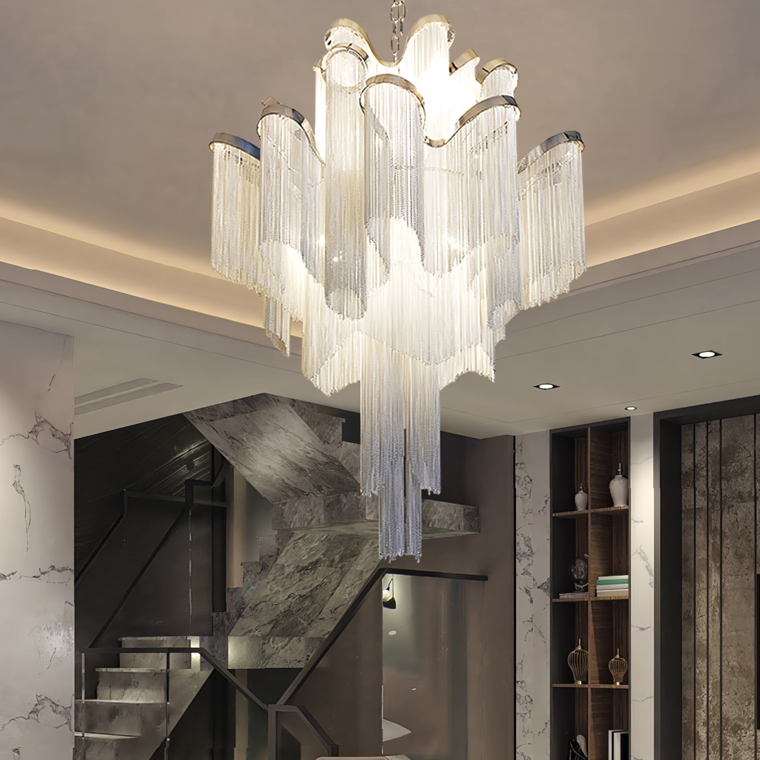 Lustra Suspension Lampe Chaîne en Nickel Coulant - Neutralighting