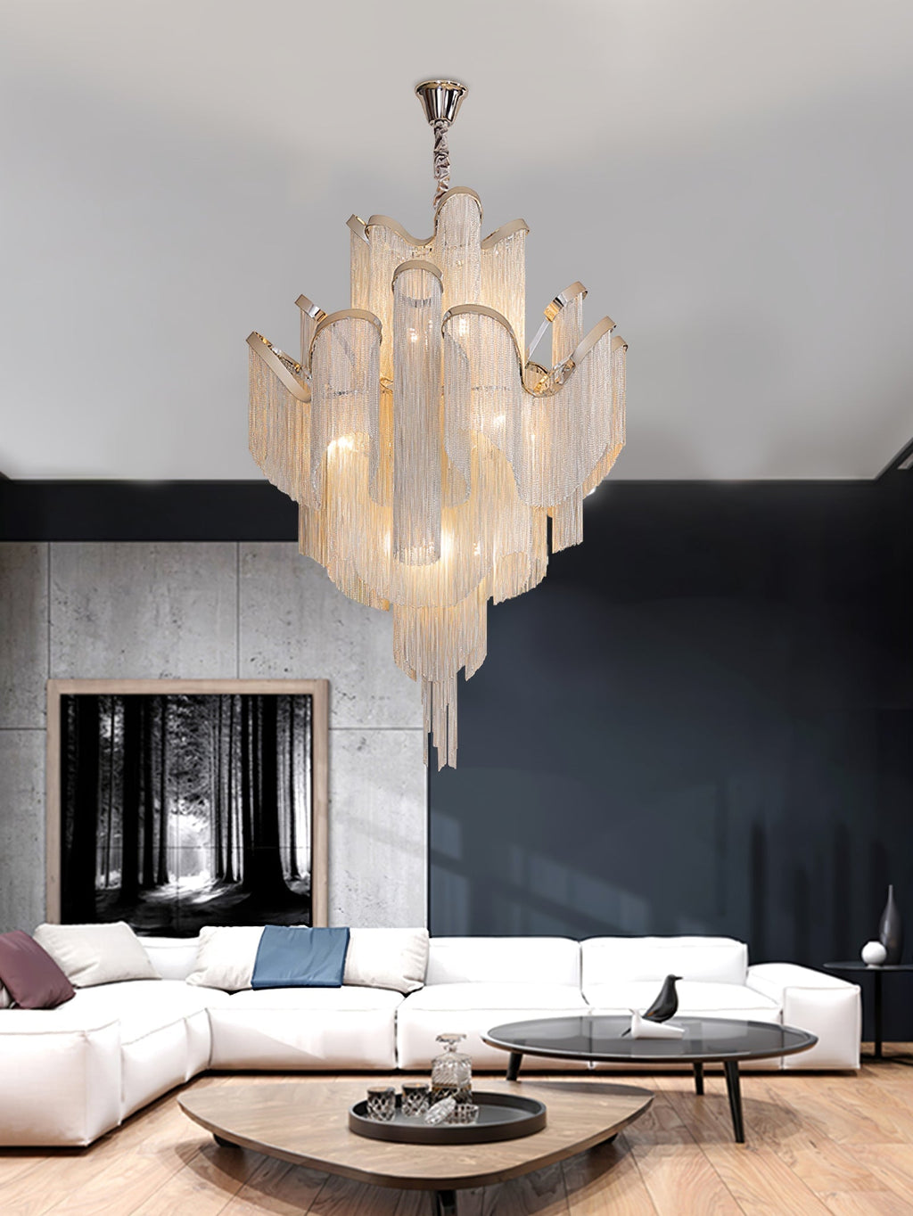 Lustra Suspension Lampe Chaîne en Nickel Coulant - Neutralighting