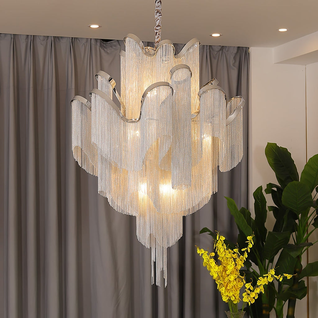 Lustra Suspension Lampe Chaîne en Nickel Coulant - Neutralighting