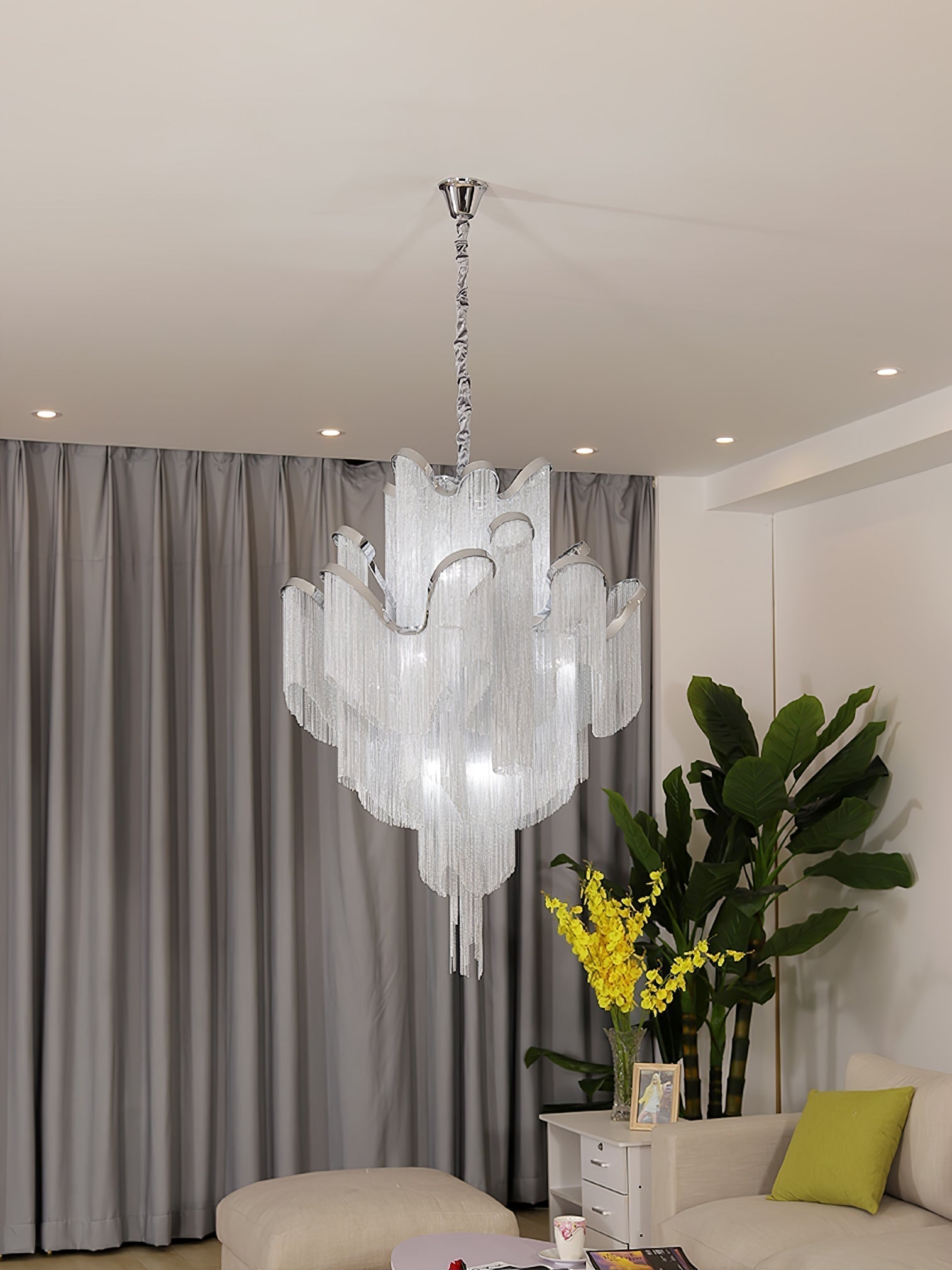 Lustra Suspension Lampe Chaîne en Nickel Coulant - Neutralighting