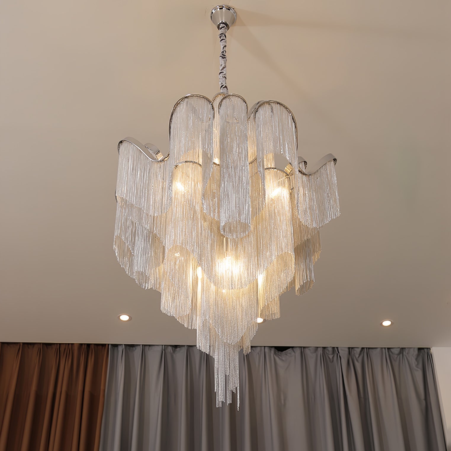 Lustra Suspension Lampe Chaîne en Nickel Coulant - Neutralighting