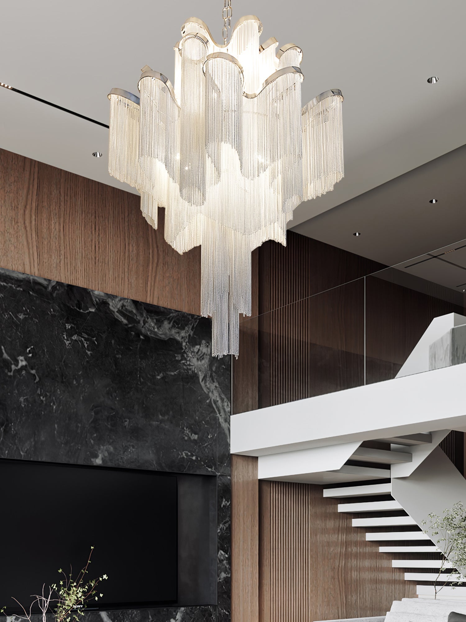 Lustra Suspension Lampe Chaîne en Nickel Coulant - Neutralighting