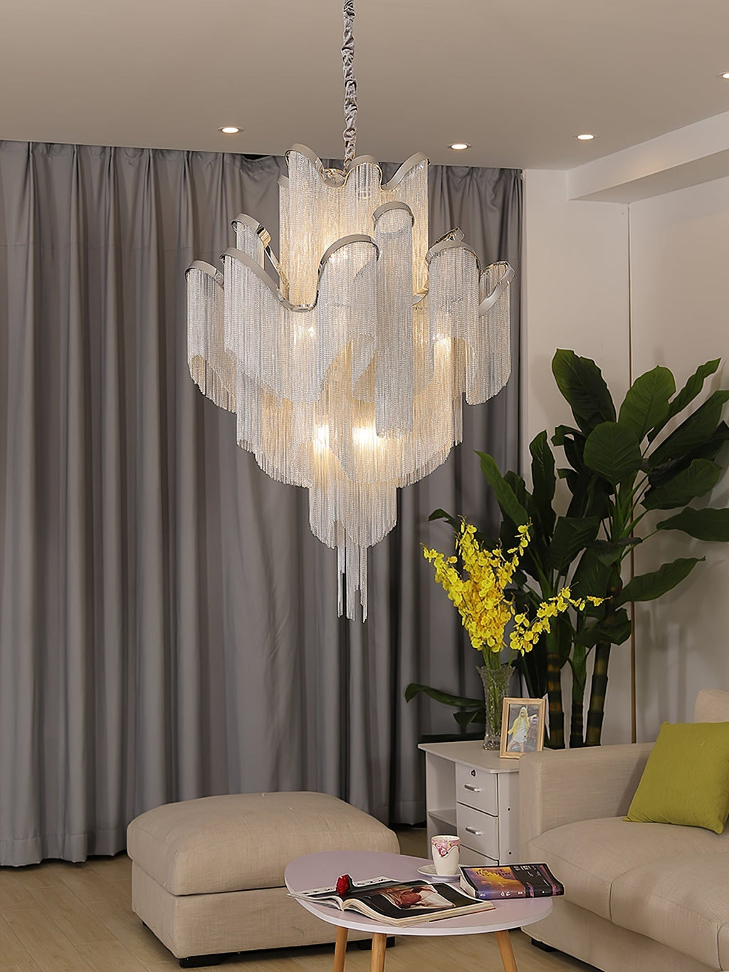 Lustra Suspension Lampe Chaîne en Nickel Coulant - Neutralighting
