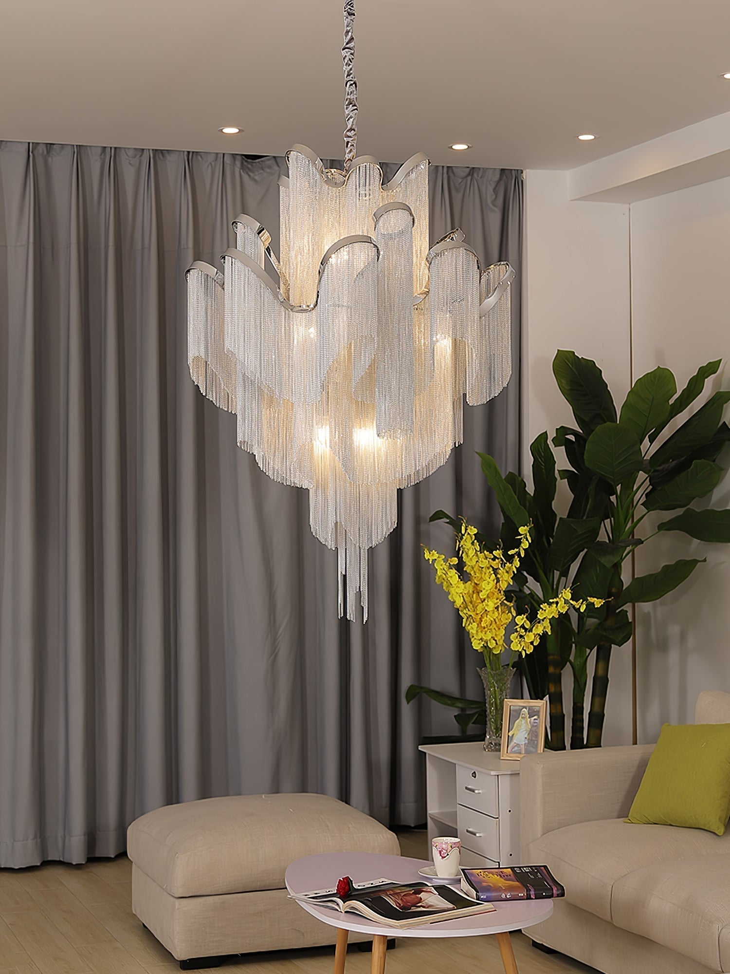 Lustra Suspension Lampe Chaîne en Nickel Coulant - Neutralighting