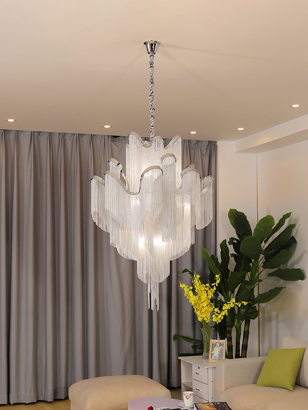 Lustra Suspension Lampe Chaîne en Nickel Coulant - Neutralighting