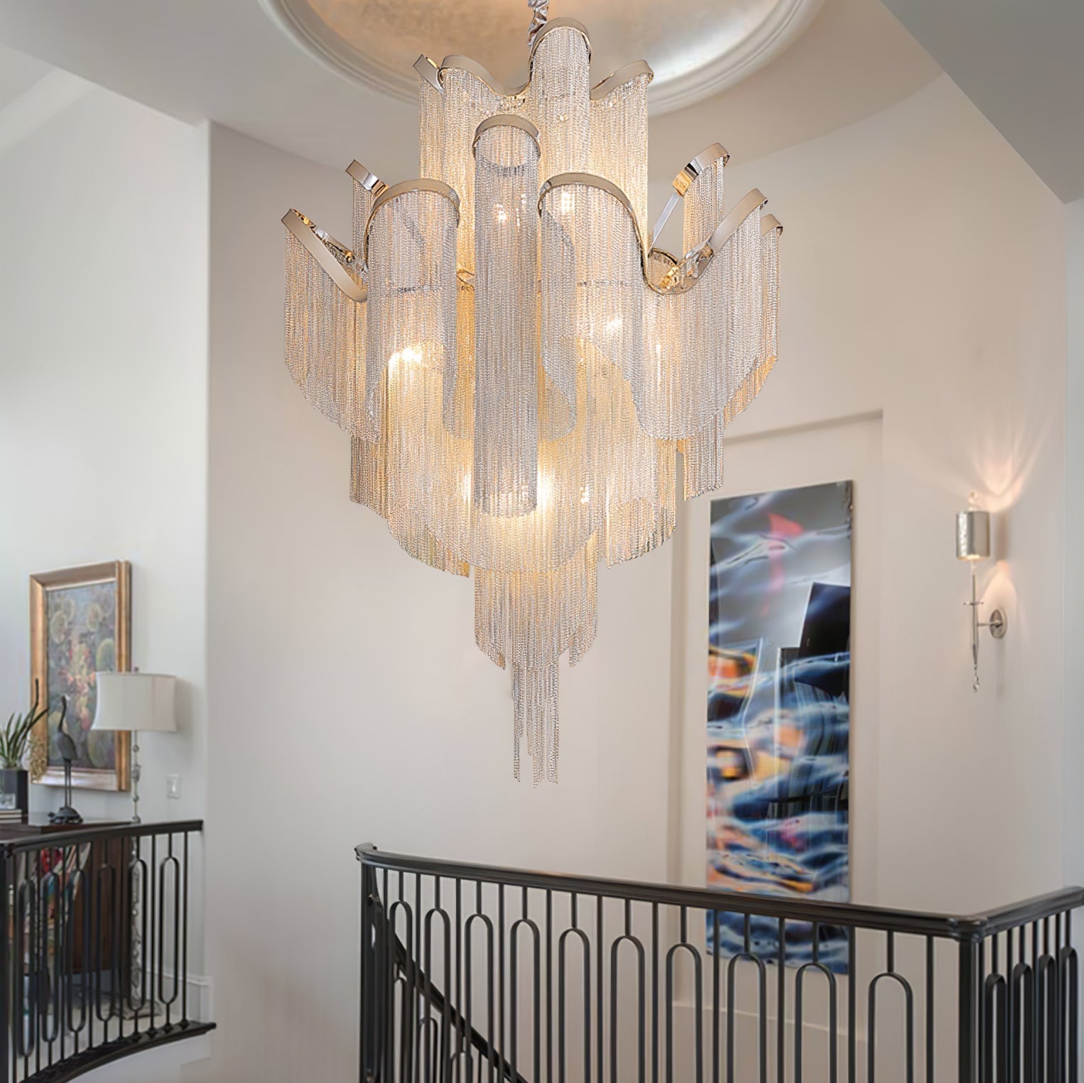 Lustra Suspension Lampe Chaîne en Nickel Coulant - Neutralighting