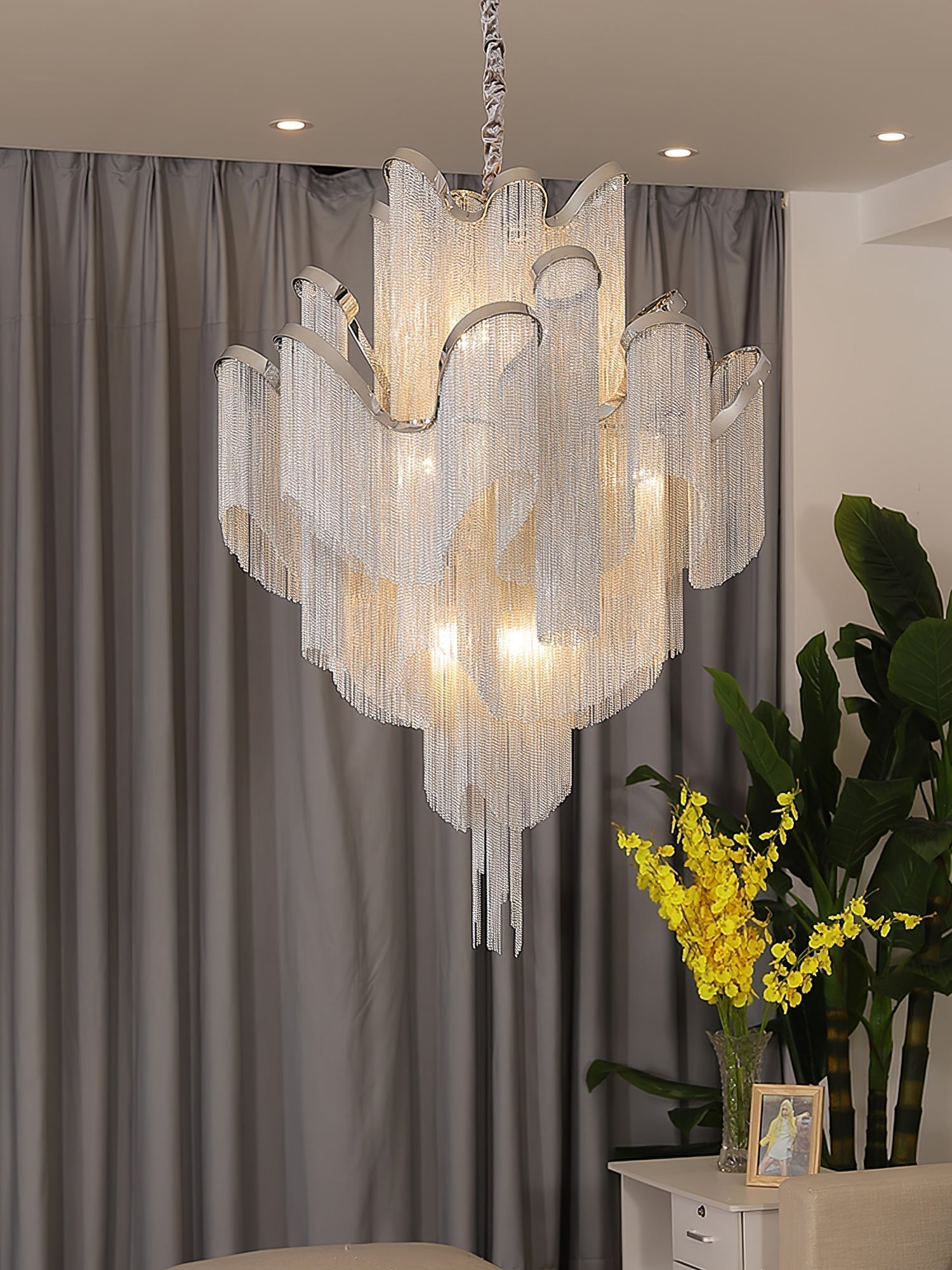 Lustra Suspension Lampe Chaîne en Nickel Coulant - Neutralighting