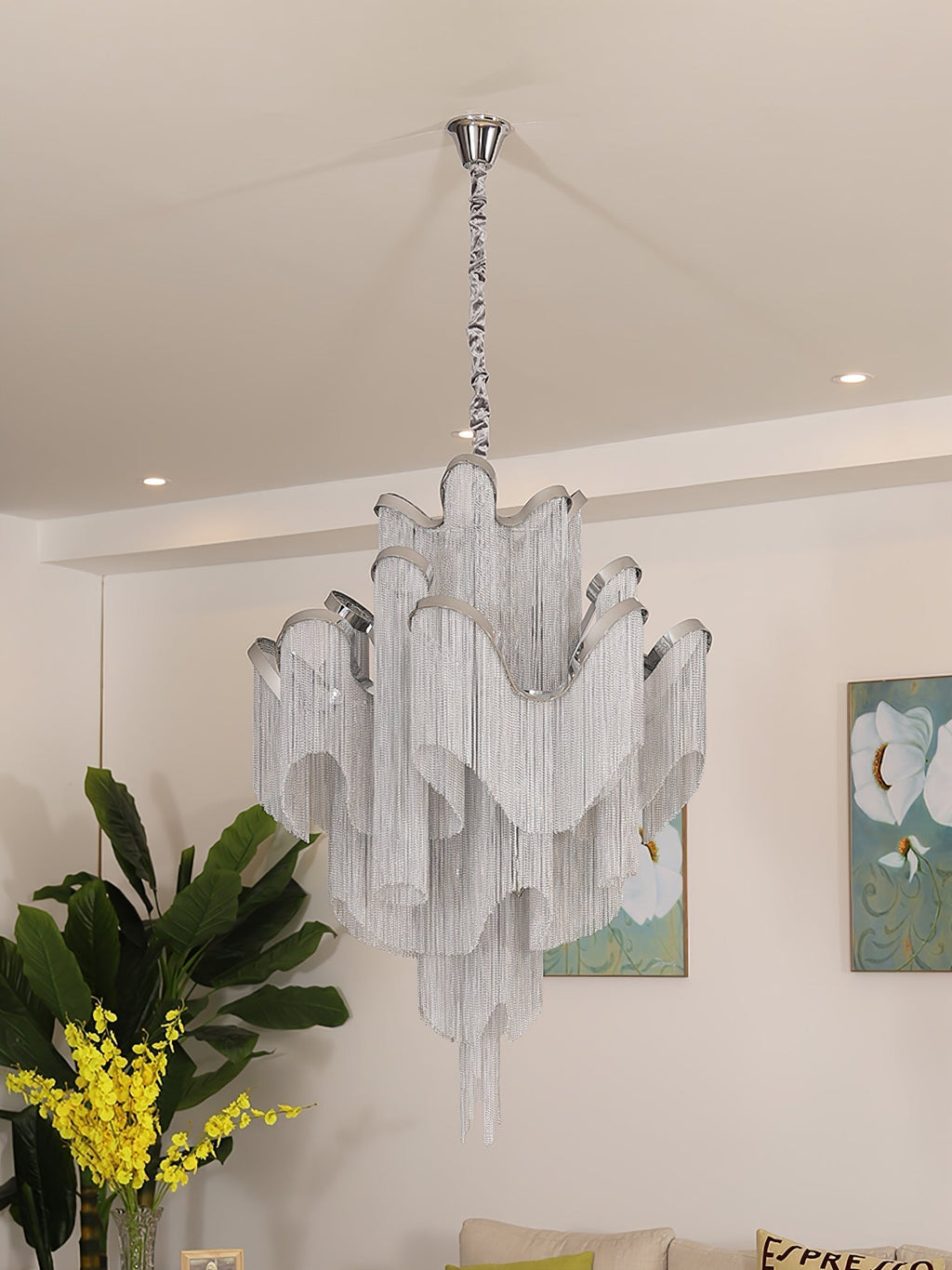 Lustra Suspension Lampe Chaîne en Nickel Coulant - Neutralighting