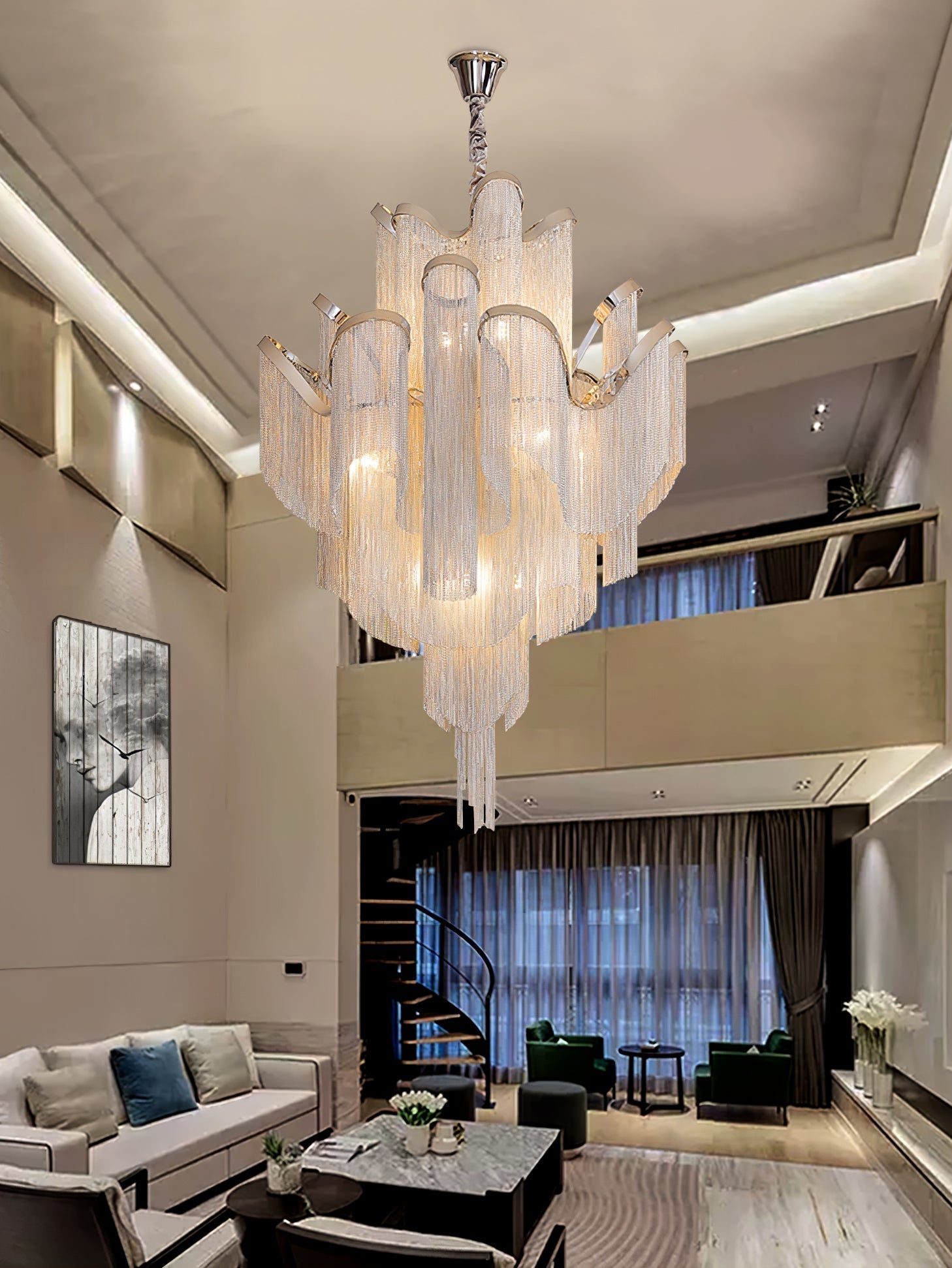 Lustra Suspension Lampe Chaîne en Nickel Coulant - Neutralighting