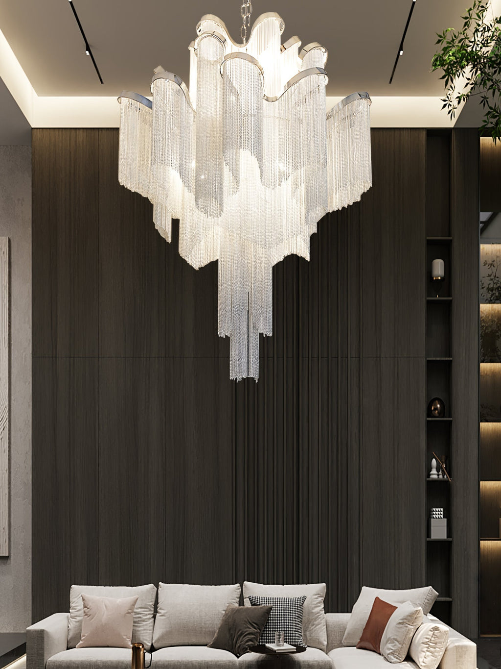 Lustra Suspension Lampe Chaîne en Nickel Coulant - Neutralighting